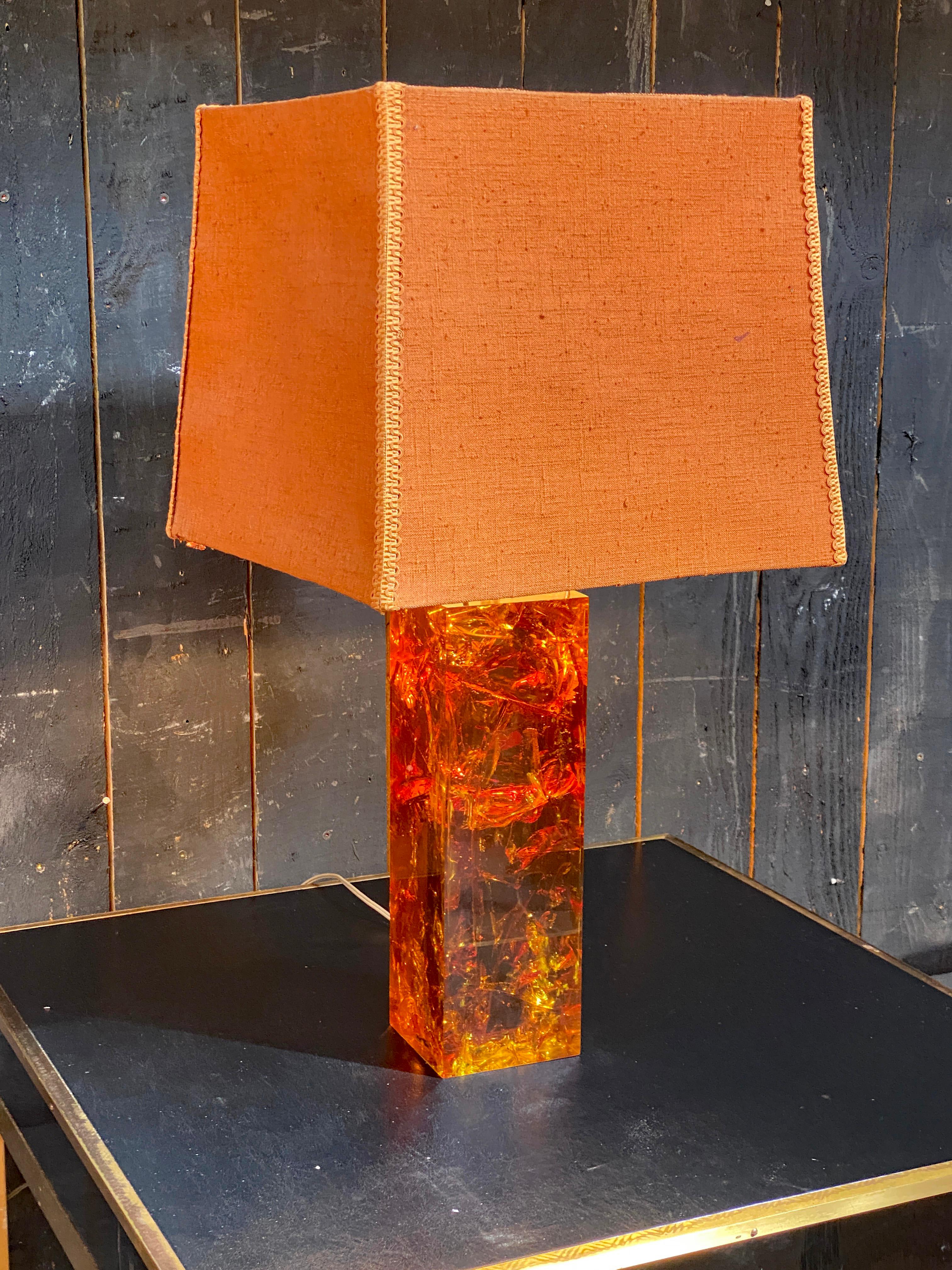 Marie-Claude de Fouquières (born in 1937) table lamp in fractal resin For Sale 1
