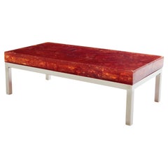 Tavolino in resina frattale arancione Marie-Claude De Fouquières 1970