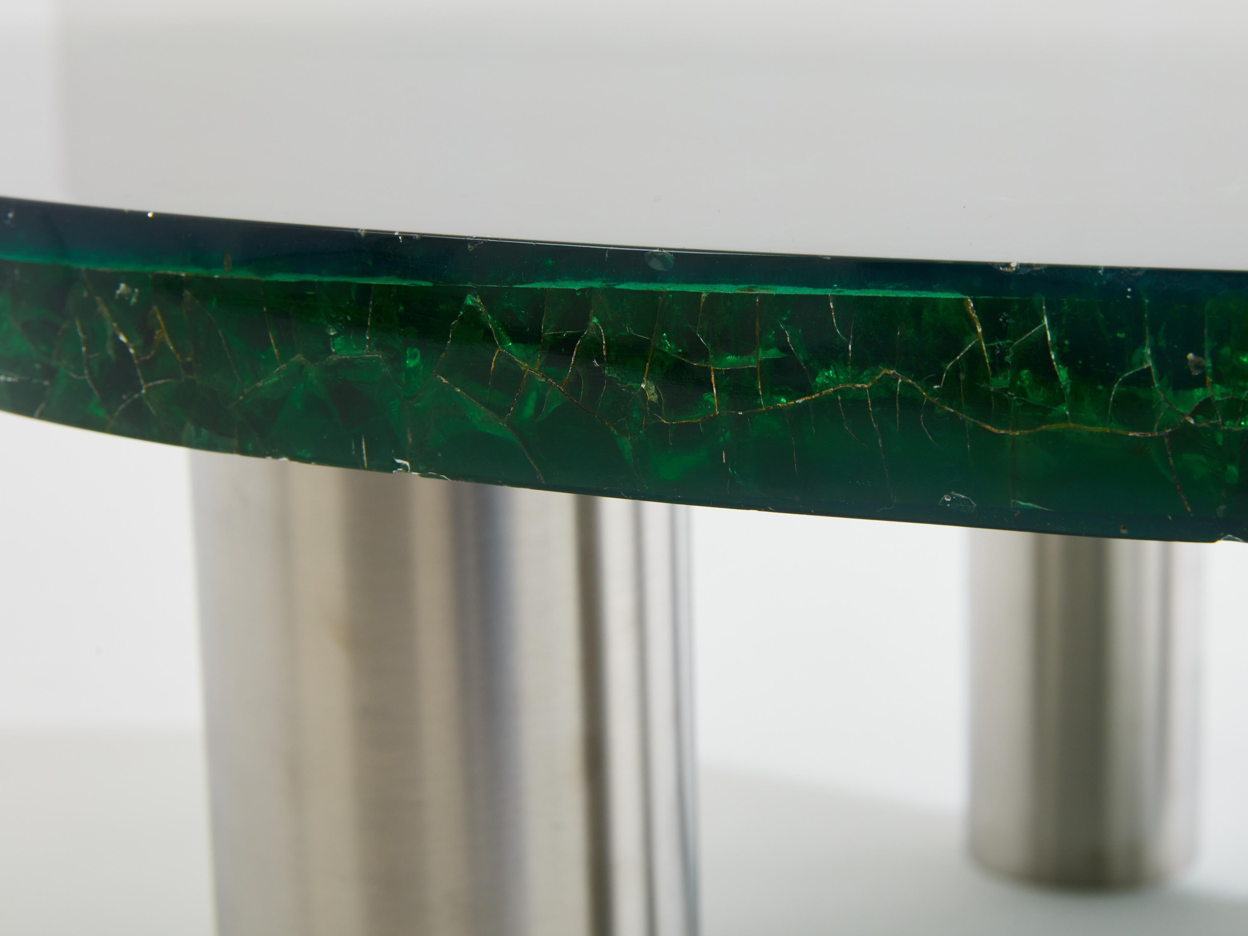 Marie-Claude De Fouquières round fractal resin coffee table 1970 For Sale 4