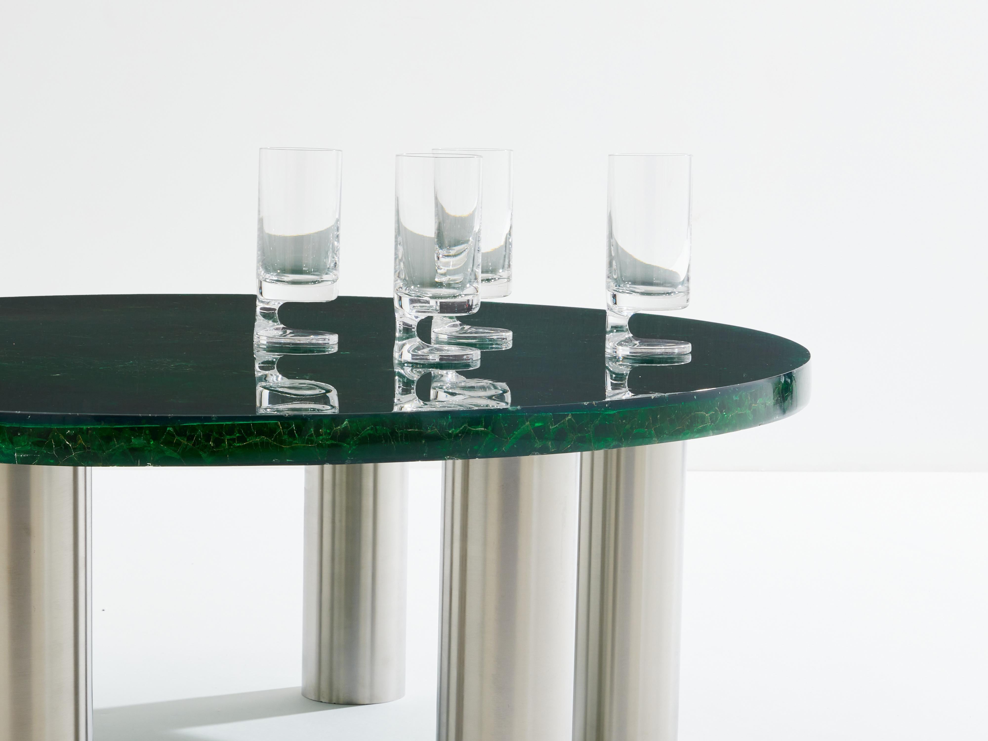 Late 20th Century Marie-Claude De Fouquières round fractal resin coffee table 1970 For Sale