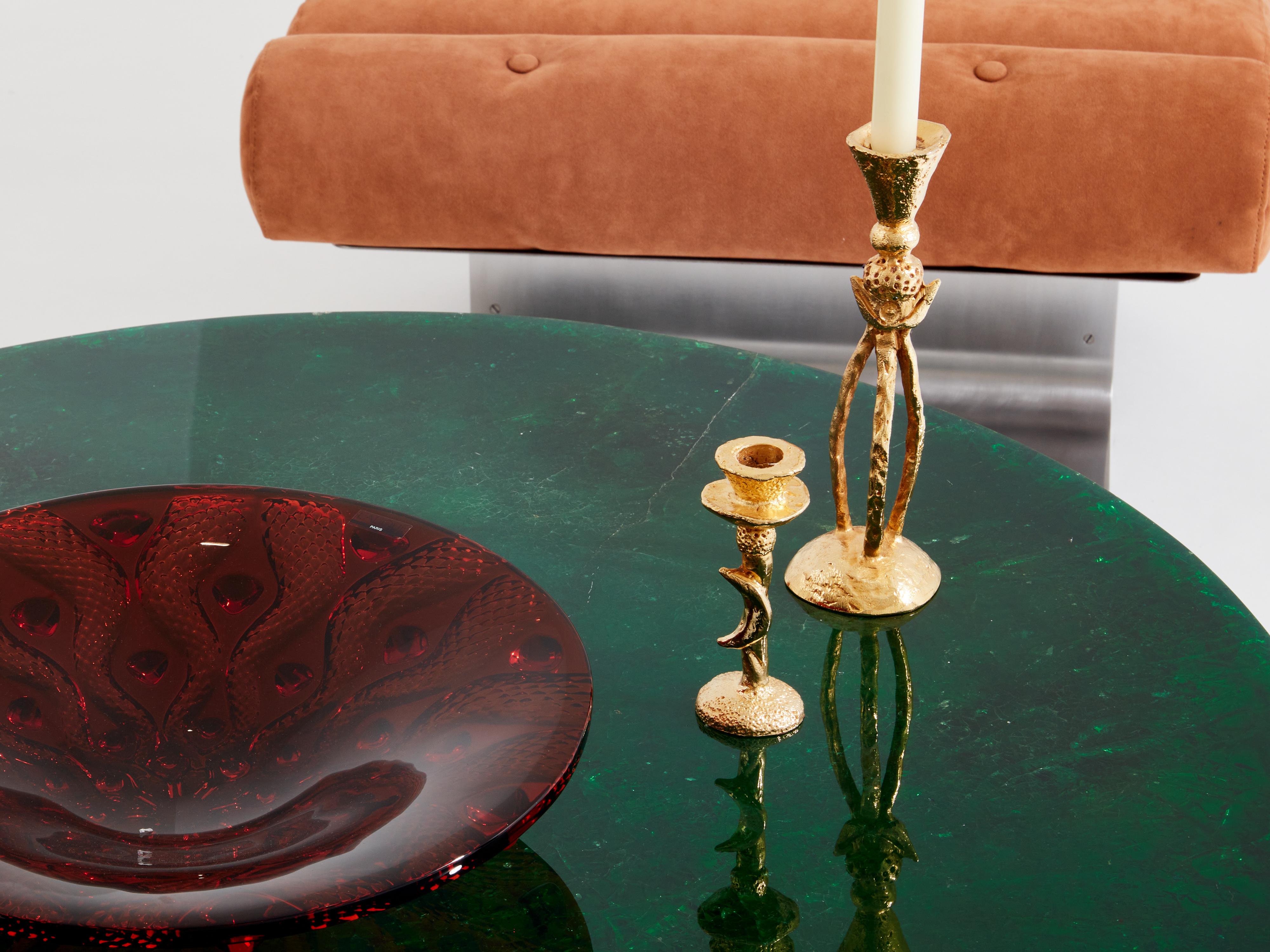 Marie-Claude De Fouquières round fractal resin coffee table 1970 For Sale 1
