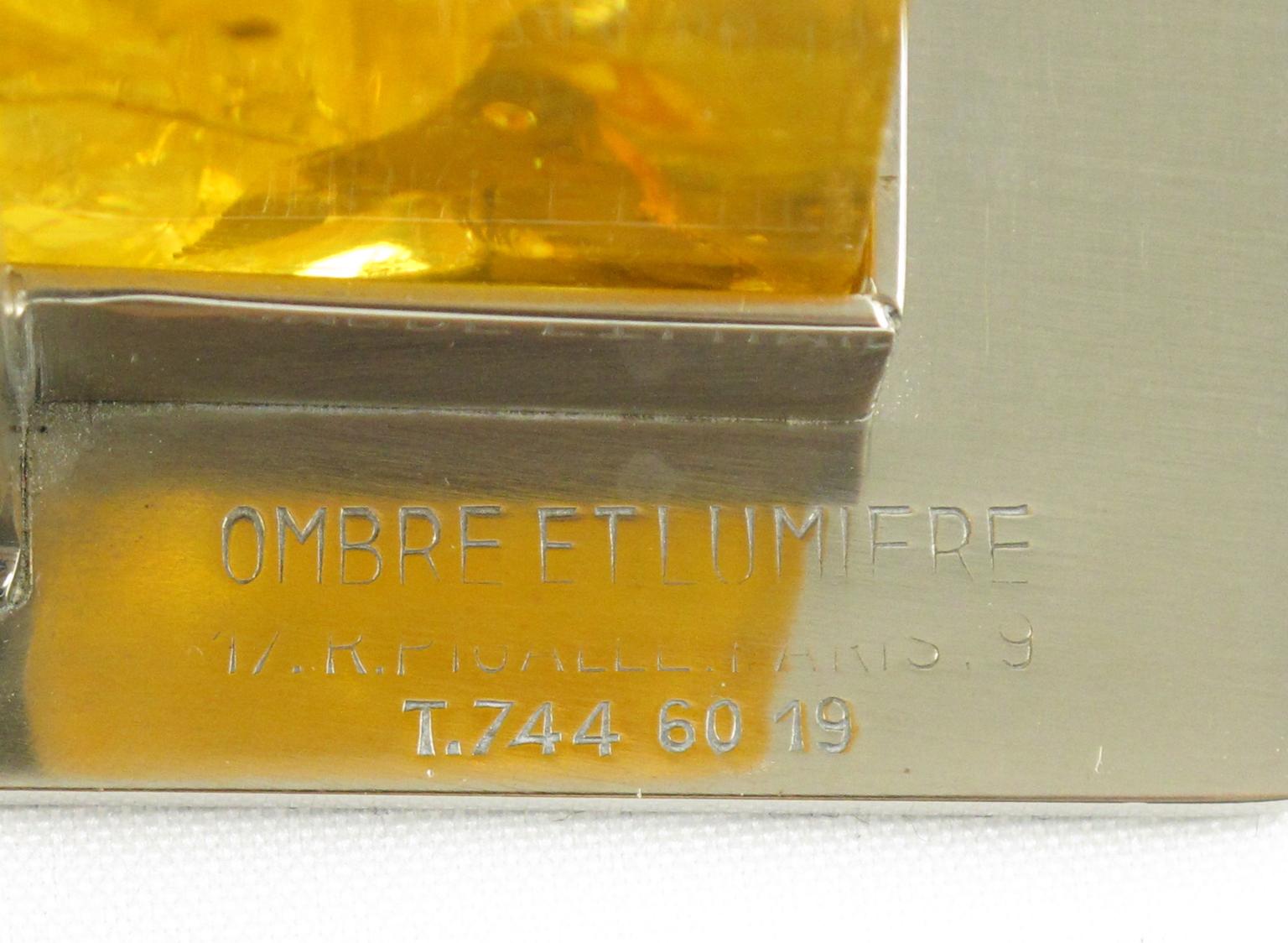 Métal Marie-Claude de Fouquieres lampe de bureau jaune à structure fractale en résine et chrome, années 1970 en vente