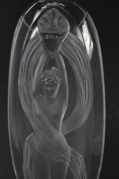 Marie-Claude Lalique Eroica Frosted Oblong Crystal Vase