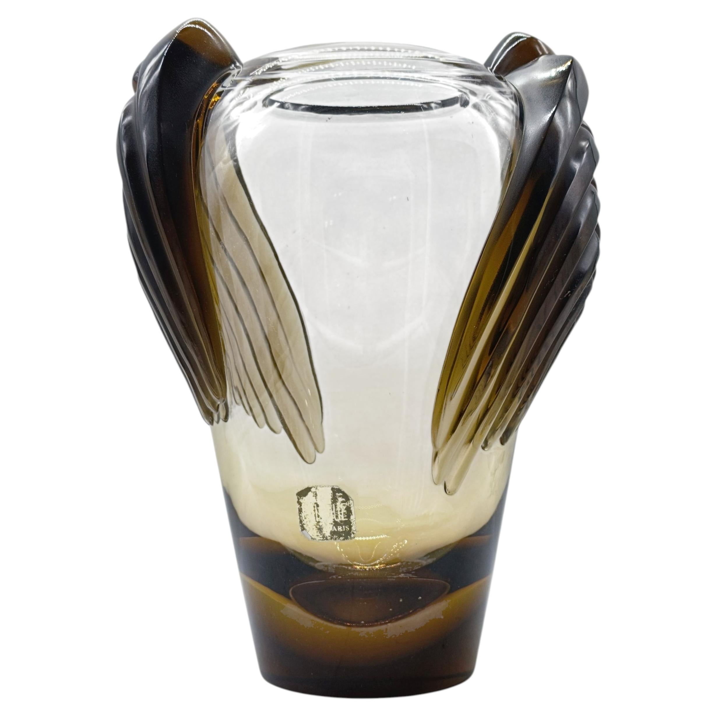 Marie-Claude Lalique para Lalique Paris Jarrón de cristal ámbar 'Marrakech', 1970 en venta