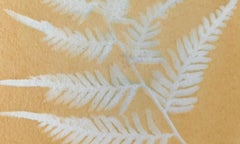 "Fern 2", Contemporary, Botanical, Plants, Yellow, Cyanotype, Photograph