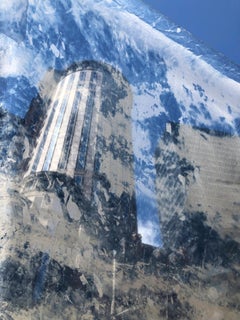 « Rising 2 », cyanotype, soie, paysage urbain, Boston, bleus, photographie