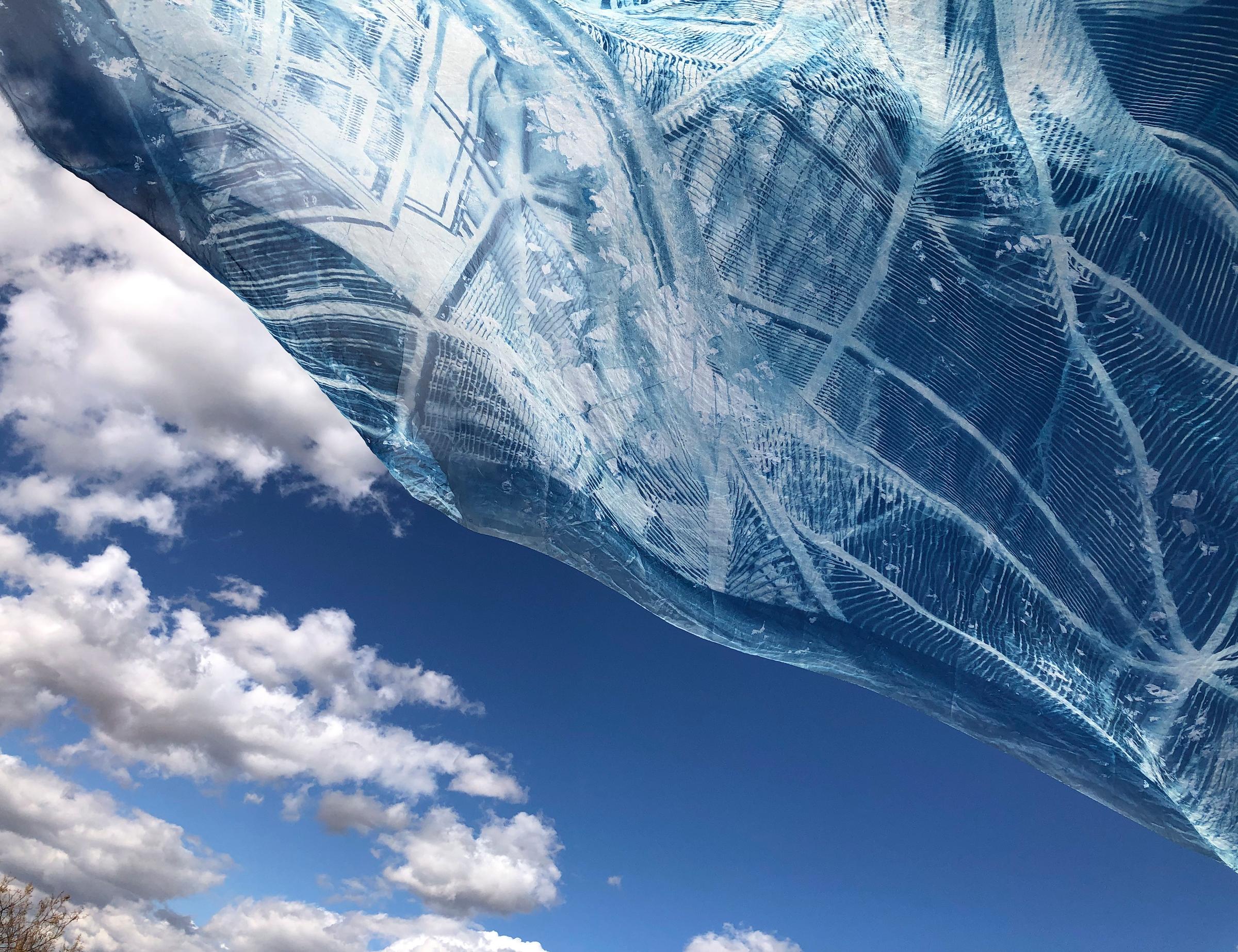 Marie Craig Abstract Photograph - "Rising 3", contemporary, abstract, sky, clouds, blue, cyanotype, photograph