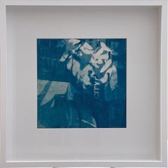 "Sign City Galore", Contemporain, Feuilles, Bâtiment, Bleu, Cyanotype, Photographie