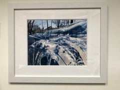 "Warming 1", paysage contemporain, bleu, soie, cyanotype, photographie