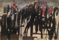 Marie Cristine Treinen "Composition" 1954 Oil Canvas Spatialism Expressionism