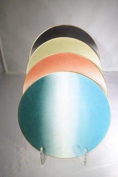 Marie Daâge Satz von 4 Französisch Limoges Tie-Dye Porzellan Dessertteller