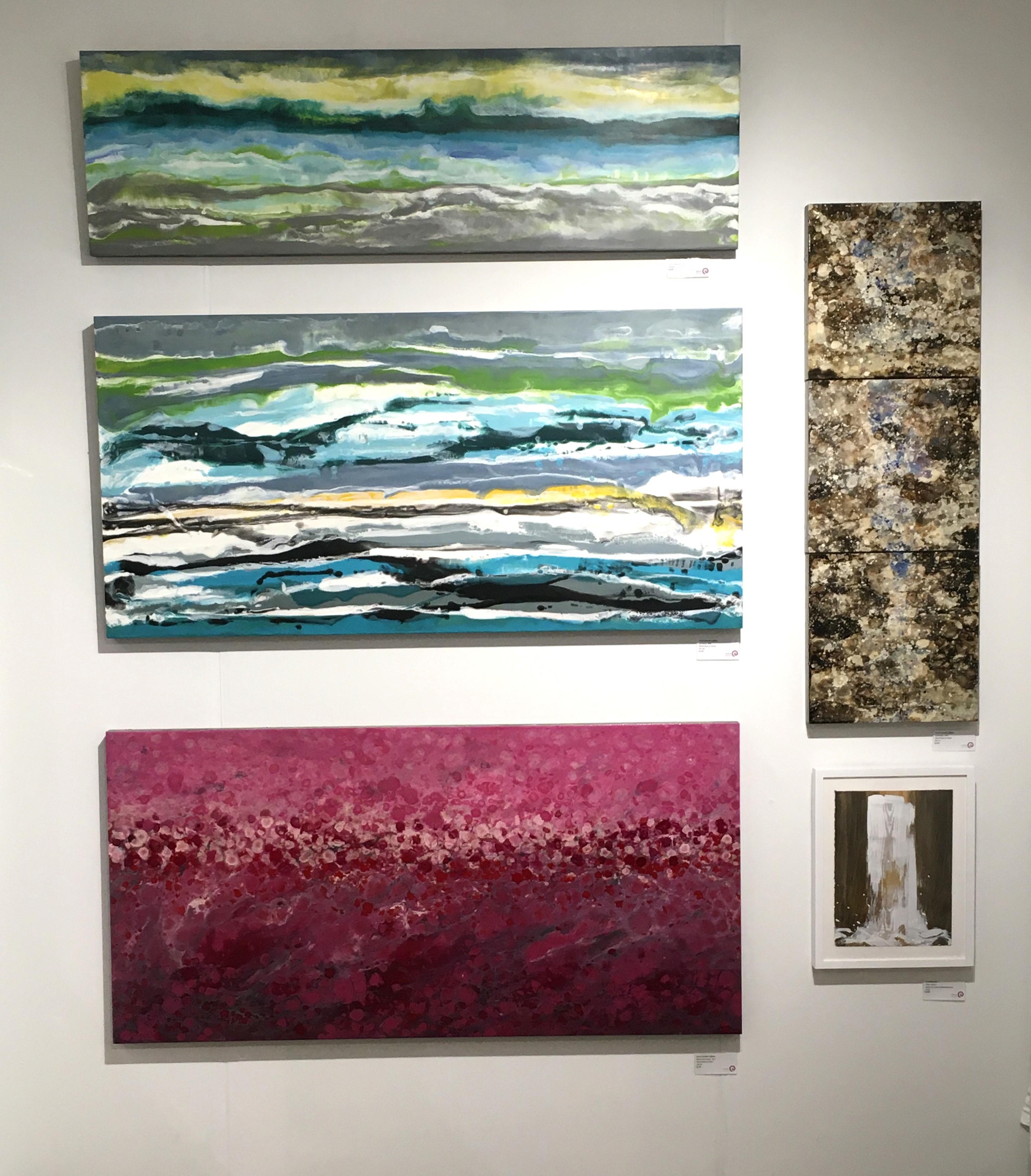 Cayo Romano, Abstrakt, Wasserlandschaft, Gelb, Grün, Blau, Enkaustik, Horizontal (Schwarz), Abstract Painting, von Marie Danielle Leblanc