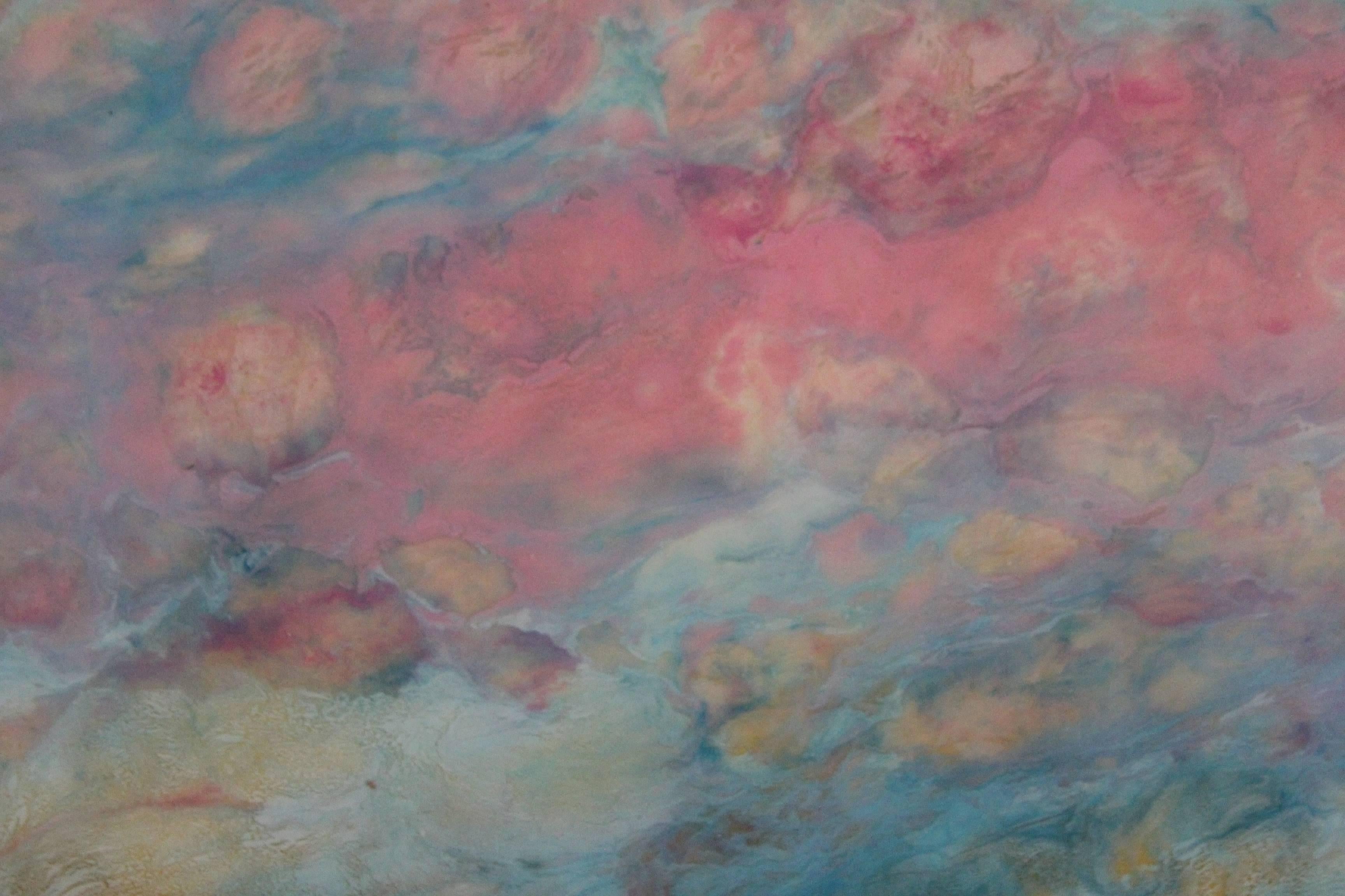 Lack-Hose, Blau, Abstrakt, Landschaft, Gemälde, Mischtechnik, Diptychon, Rosa (Zeitgenössisch), Painting, von Marie Danielle Leblanc