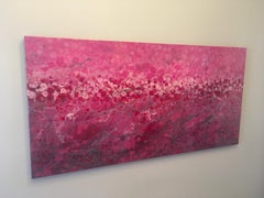 Riviere Aux Cerises, 30x60,  Paisaje abstracto, Alto brillo, Magenta, Rosa