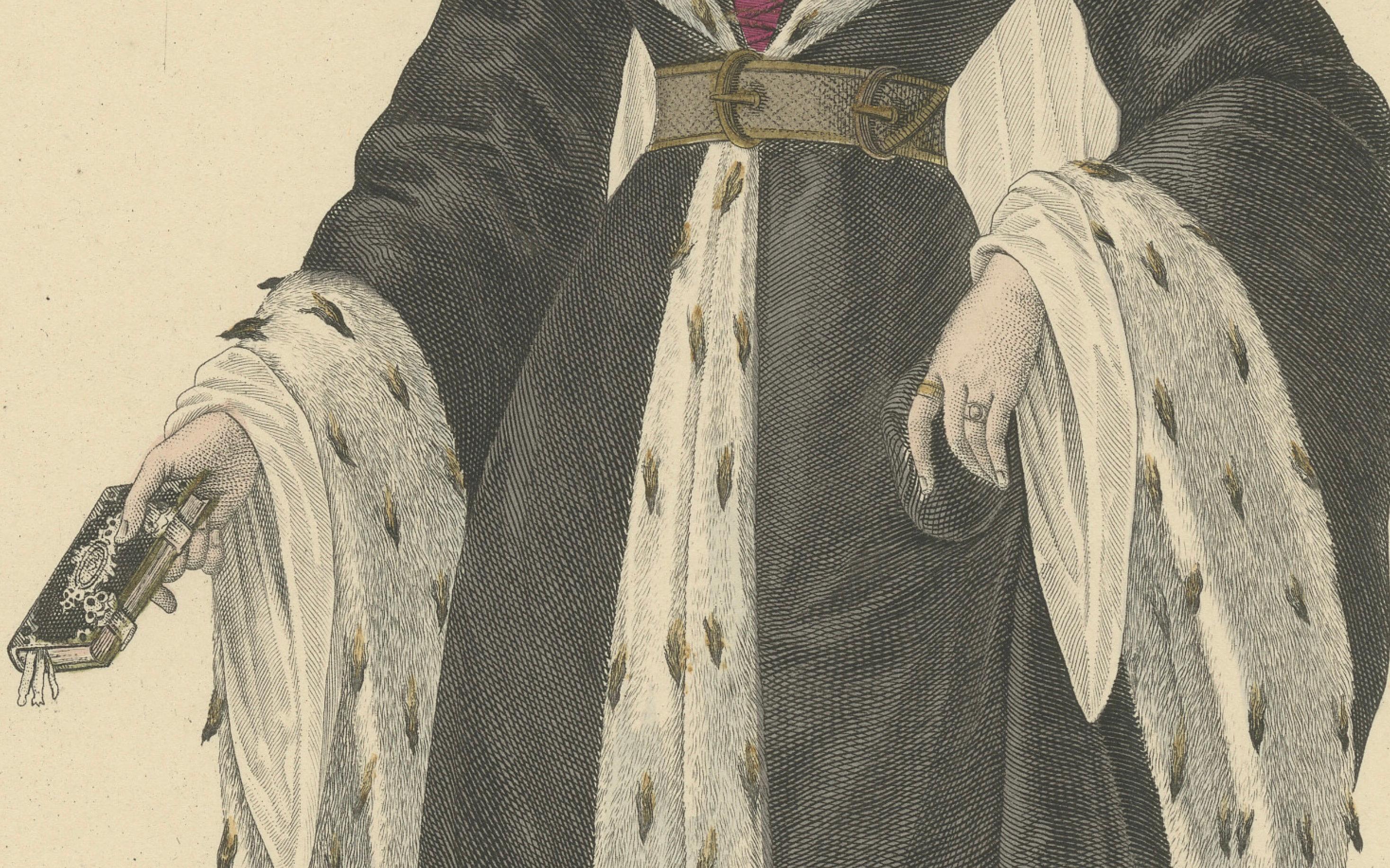 Marie d'Anjou, Königin von Frankreich - handkolorierter historischer Porträtdruck, 1900 (Französisch) im Angebot