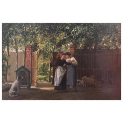 Antique Marie De Garay 'France' "Dance Lesson" Original Oil Painting, circa 1890