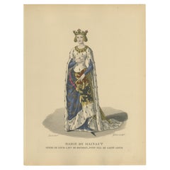 Antique Marie de Hainaut, Duchesse de Bourbon – Hand-Colored Engraving, c.1900