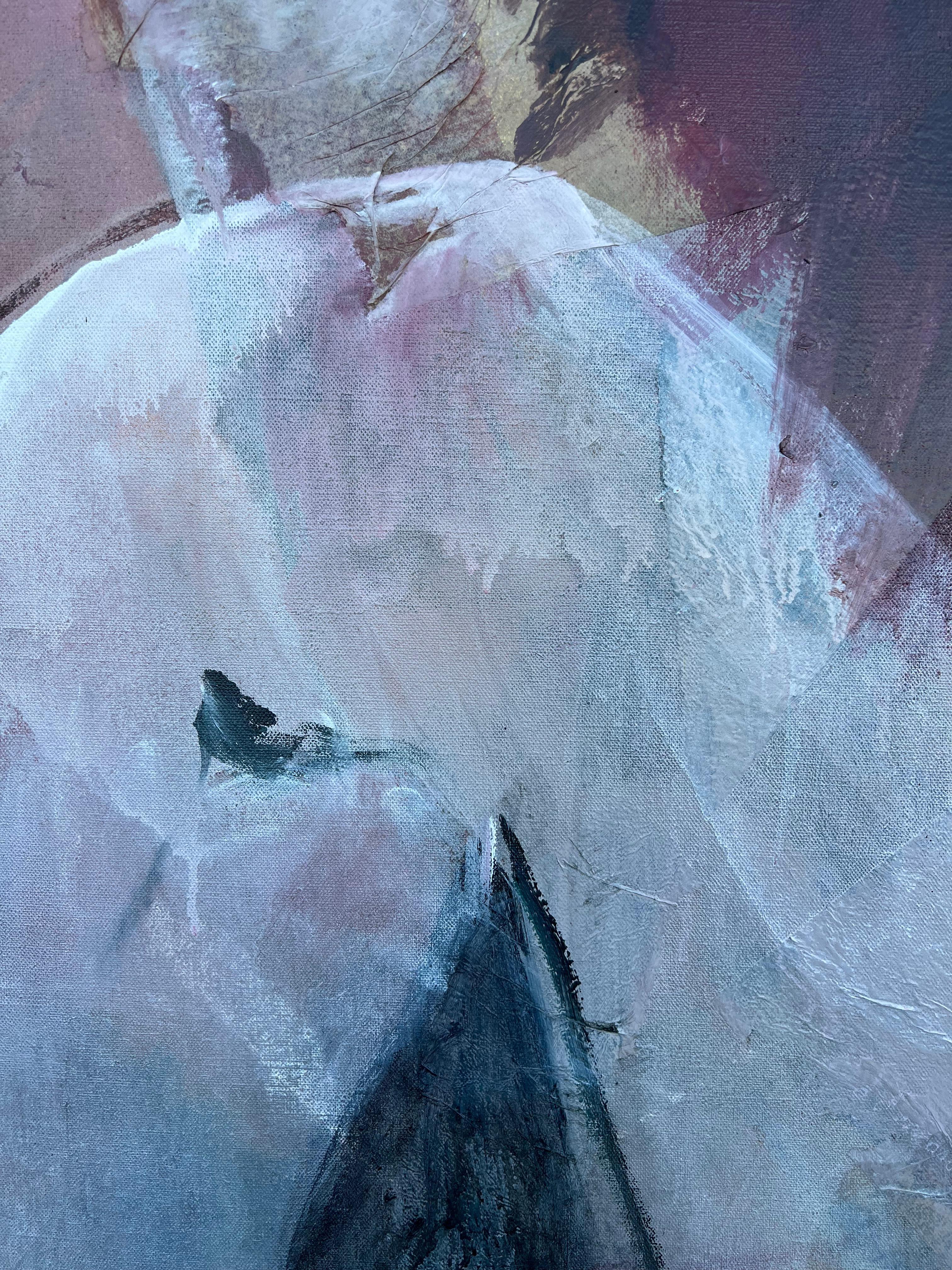 Pintura francesa del expresionismo abstracto del siglo XX Figura en tonos suaves - Painting Expresionismo abstracto de Marie Deloume (French born 1942)