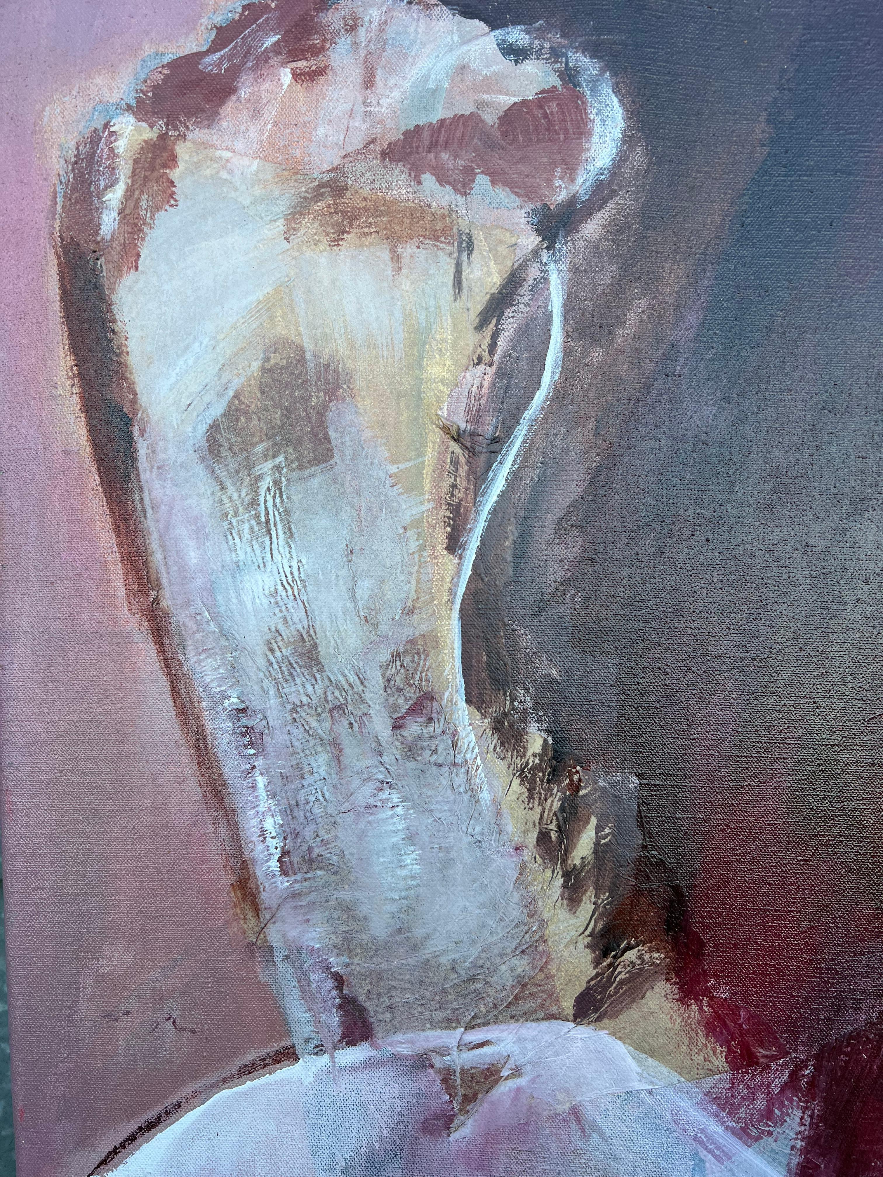 Pintura francesa del expresionismo abstracto del siglo XX Figura en tonos suaves - Landscape Painting Gris de Marie Deloume (French born 1942)