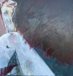 French 20th Century Abstract Expressionism Painting Figure in Soft Hues