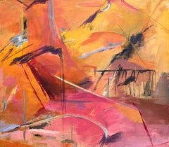 Peinture expressionniste française du 20e siècle, rose et orange audacieux