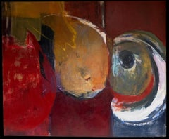 Huge French 20th Century Abstract Expression Painting 1980's Blur of Colors