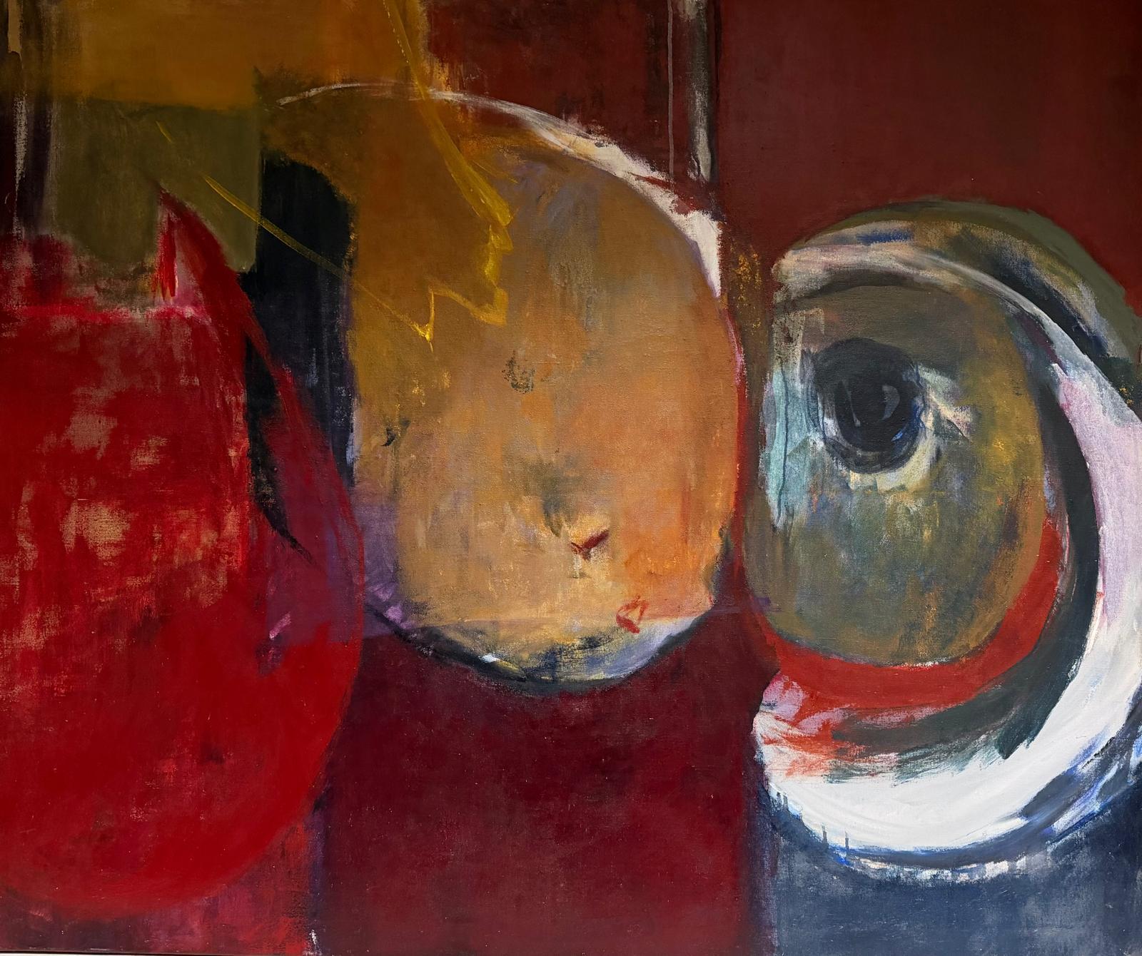 Huge French 20th Century Abstract Expression Painting 1980's Blur of Colors