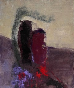 Grande peinture d'expression abstraite française du 20ème siècle