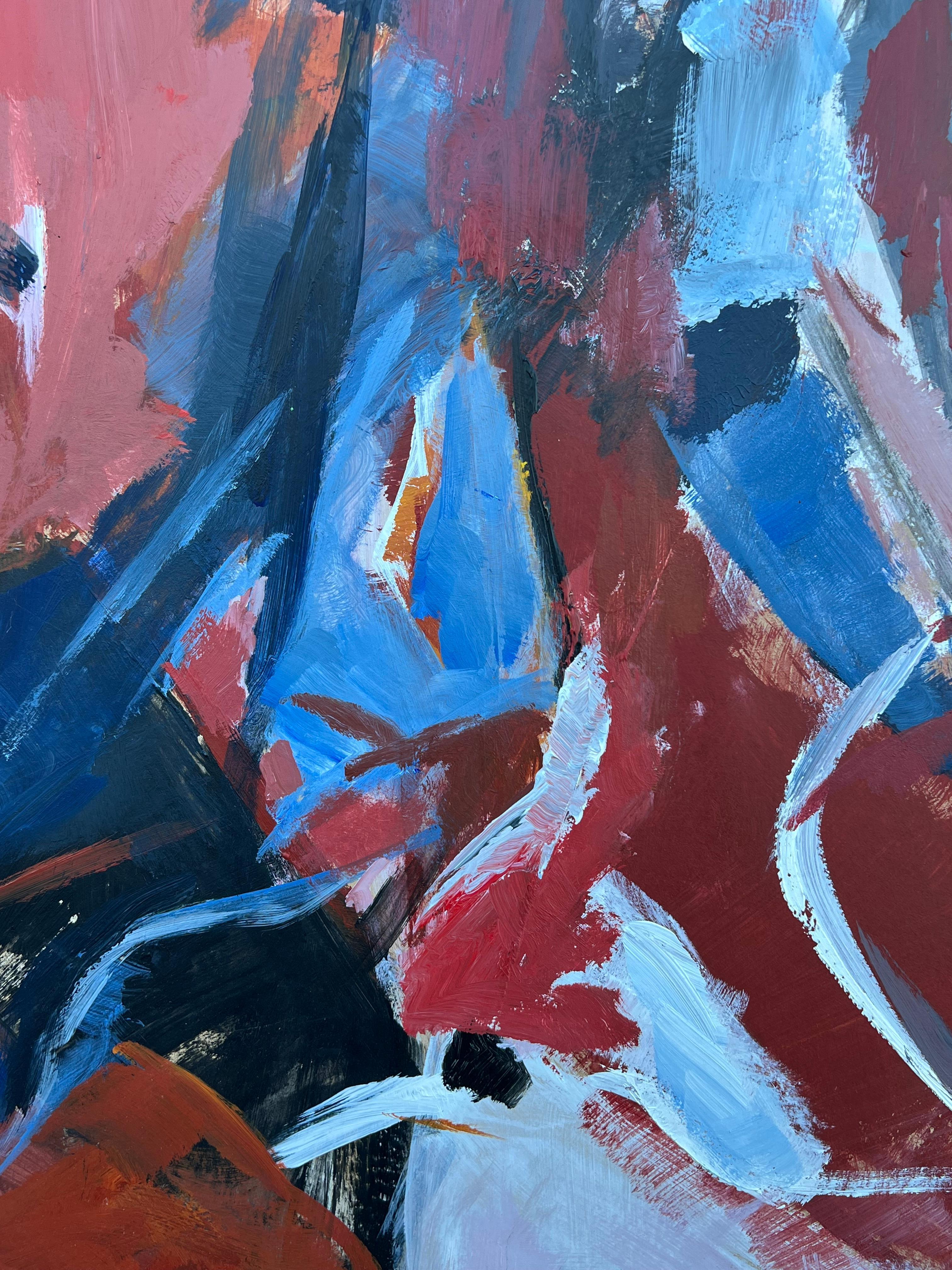 Composición Expresionista Abstracta
de Marie Deloume (francesa nacida en 1942)
firmado en el reverso, con inscripción en el verso
óleo sobre papel pegado sobre lienzo, sin enmarcar
tamaño del lienzo: 34 x 42 pulgadas
estado: en general muy bueno,