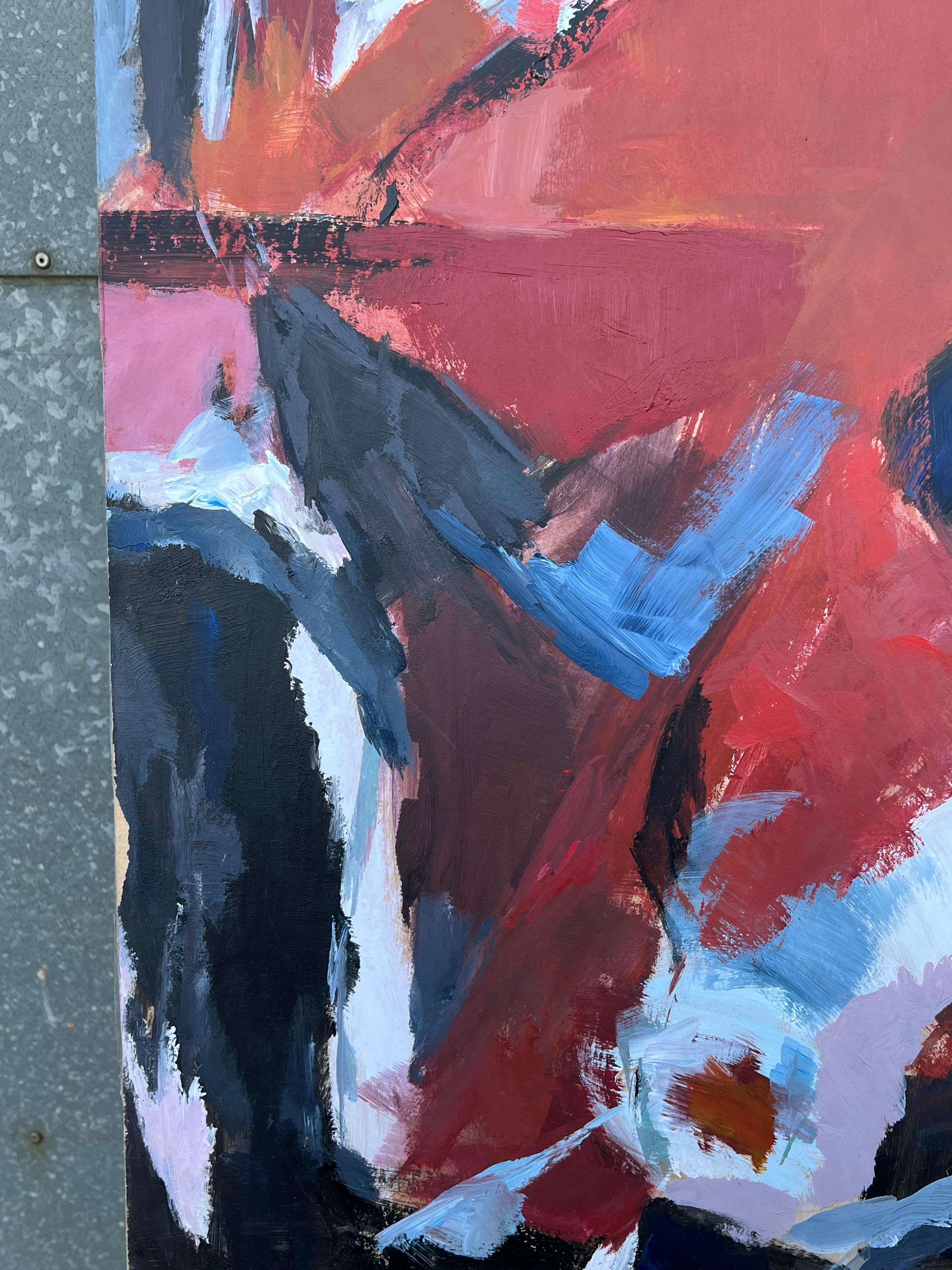 Enorme Expresión Abstracta Francés Siglo XX Azul Marino Rojo Blanco Negrita en venta 1