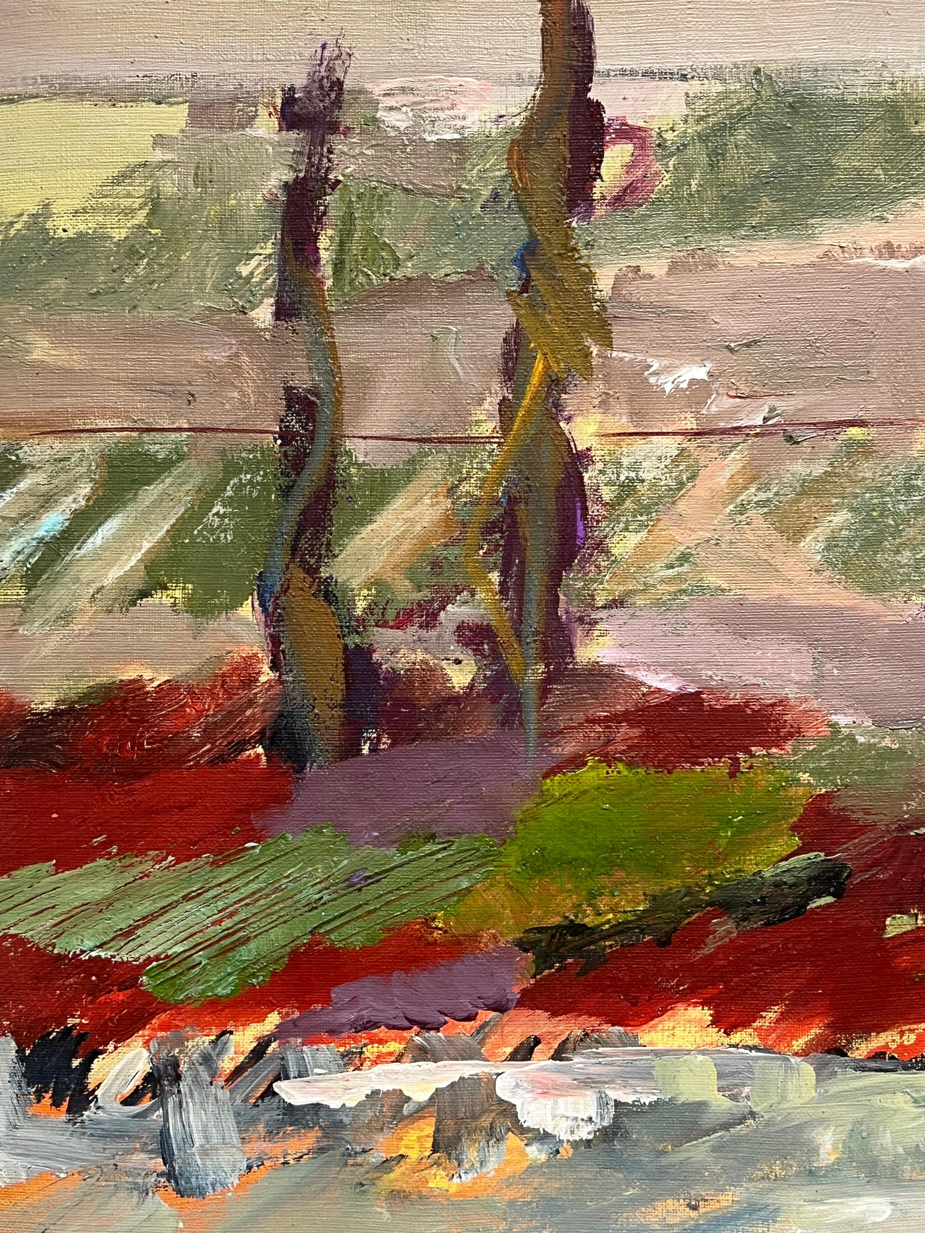 Grande pittura a olio su tela con espressione astratta del XX secolo - Painting Espressionismo astratto di Marie Deloume (French born 1942)