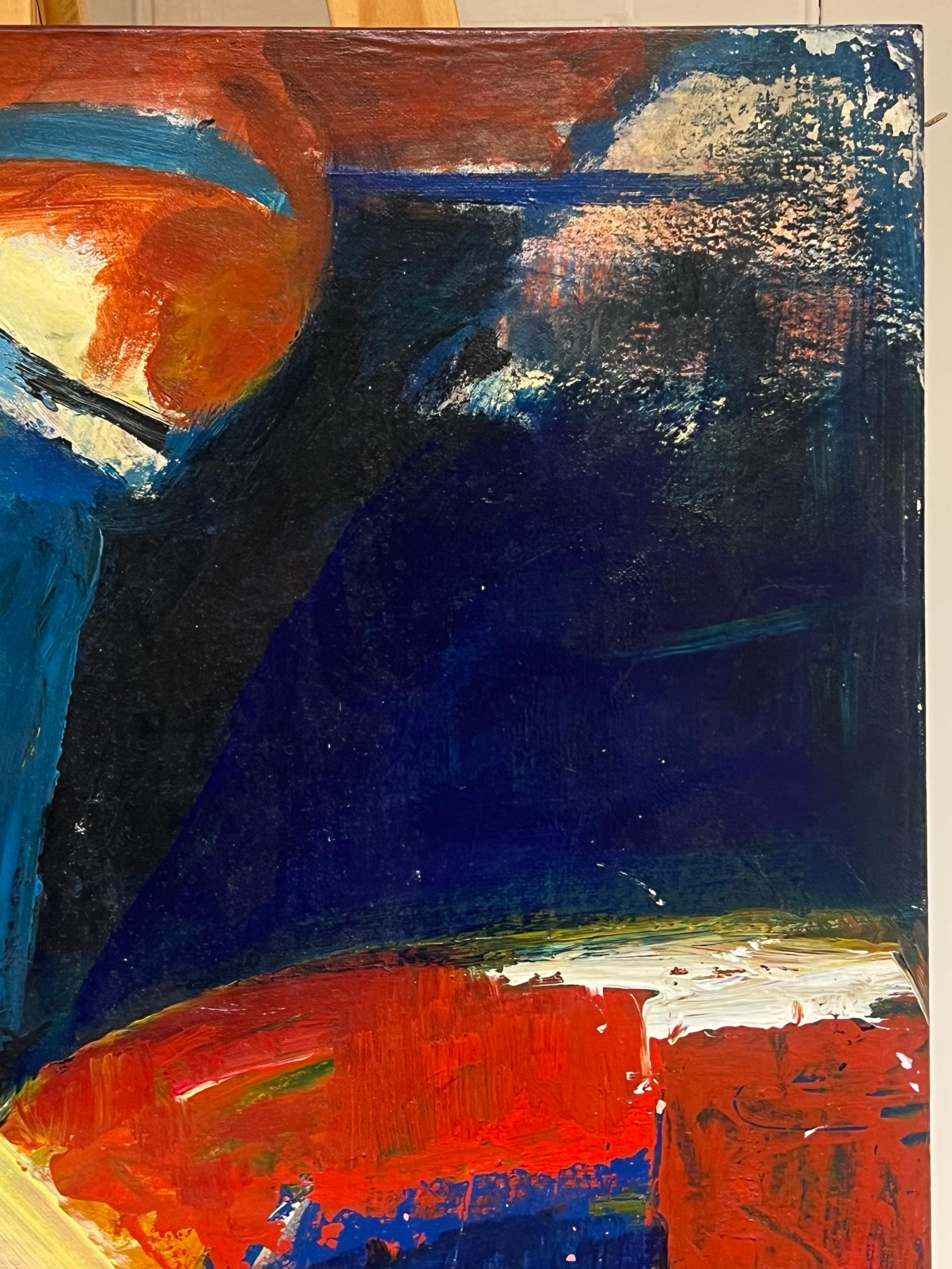 Gran pintura al óleo de expresión abstracta francesa del siglo XX sobre lienzo en venta 3