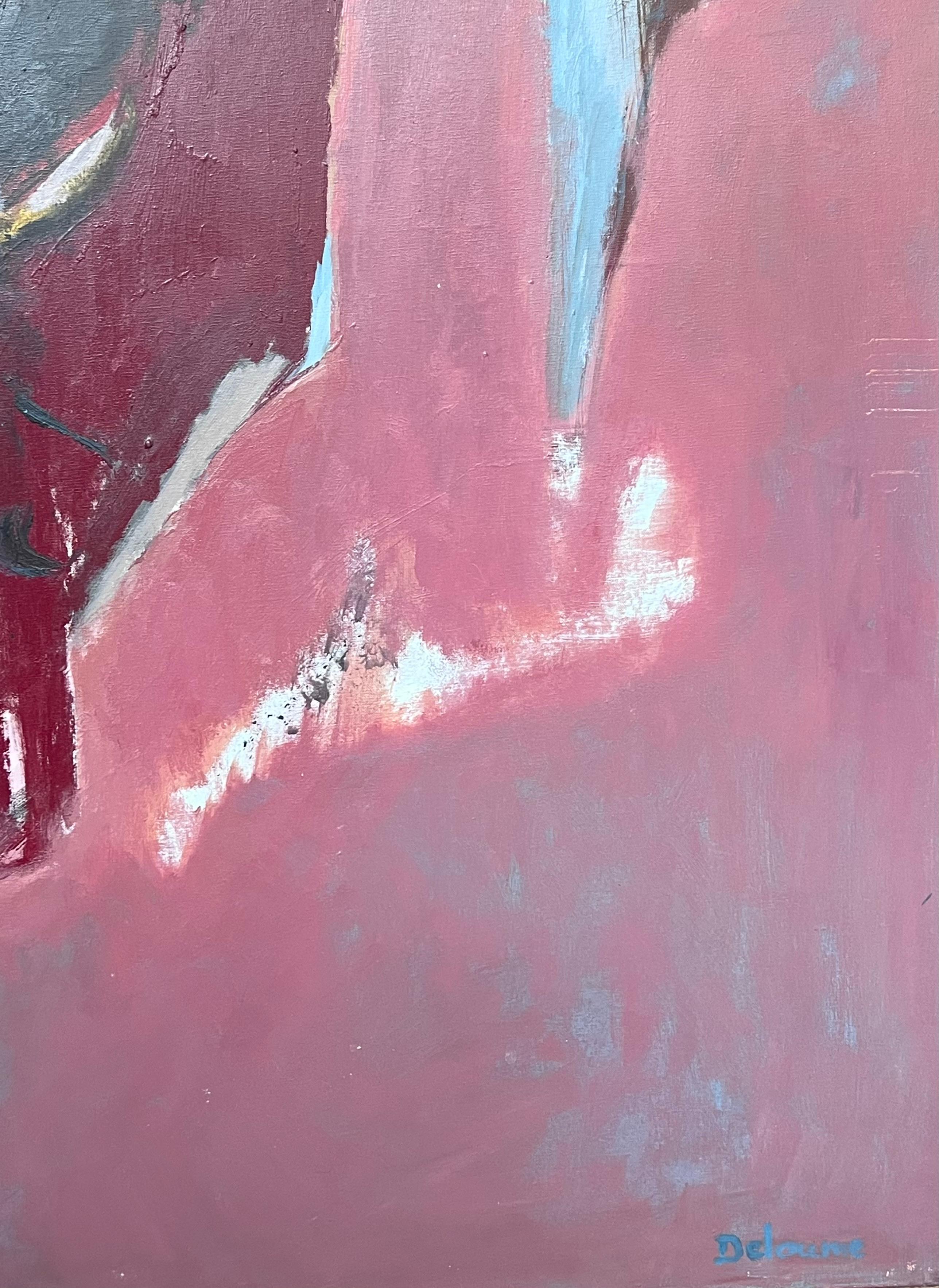 Composizione espressionista astratta
di Marie Deloume (francese, nata nel 1942)
firmato
dipinto a olio su tela, senza cornice
dimensioni della tela: 51 x 38 pollici
condizioni: complessivamente molto buone, alcuni lievi graffi superficiali dovuti al