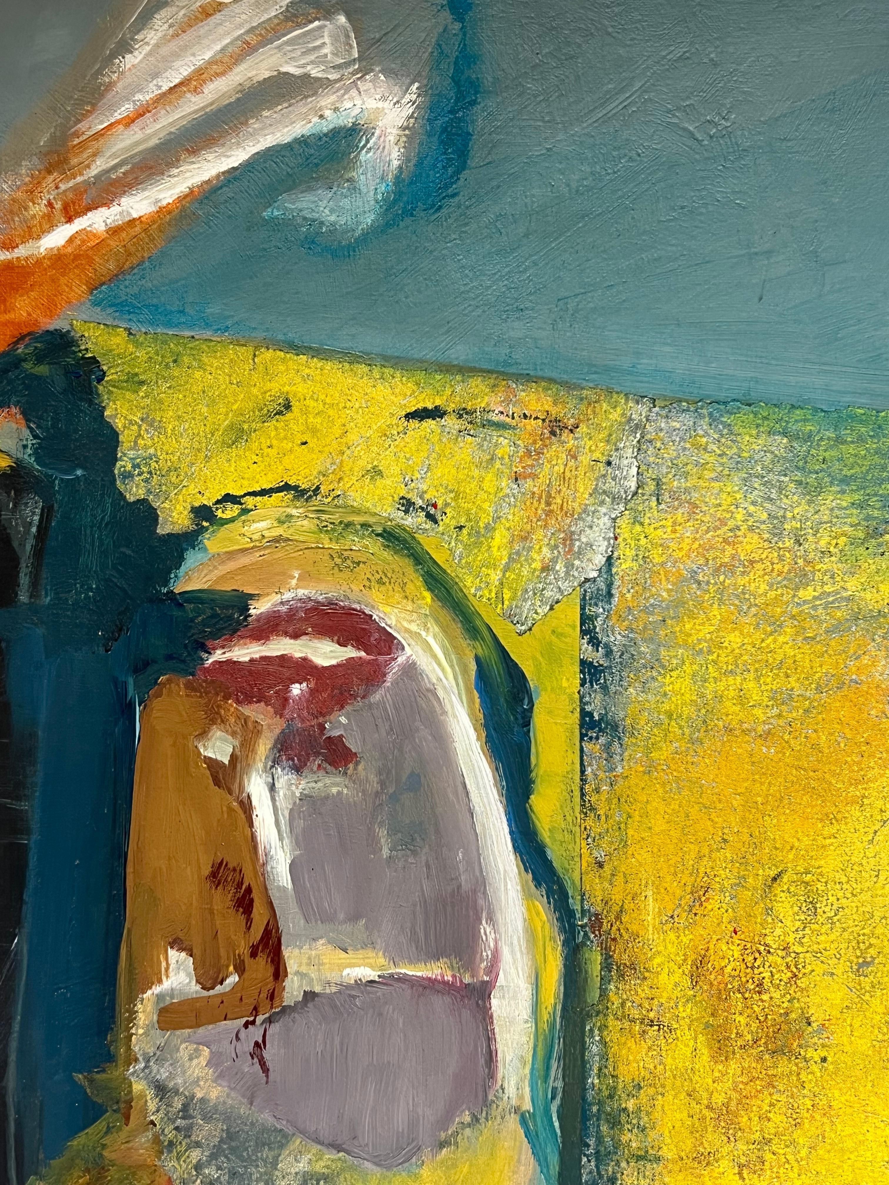 Composición Expresionista Abstracta
de Marie Deloume (francesa nacida en 1942)
firmado y fechado verso
óleo sobre papel pegado sobre lienzo, sin enmarcar
tamaño del lienzo: 24 x 20 pulgadas
estado: en general muy bueno, algunos pequeños rasguños