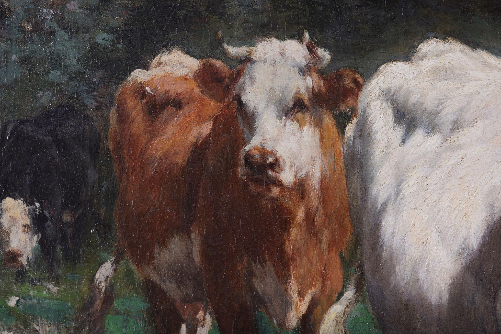 Cattle by a River. Oil on Canvas For Sale 3