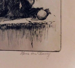 Marie DuBarry Original Pencil Signed Etching - Scotty Dog “Between Innings”