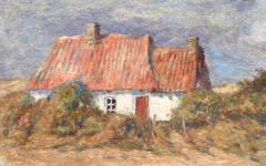 Chalet dans Paysage - Huile impressionniste, cottage in Landscape de Marie Duhem