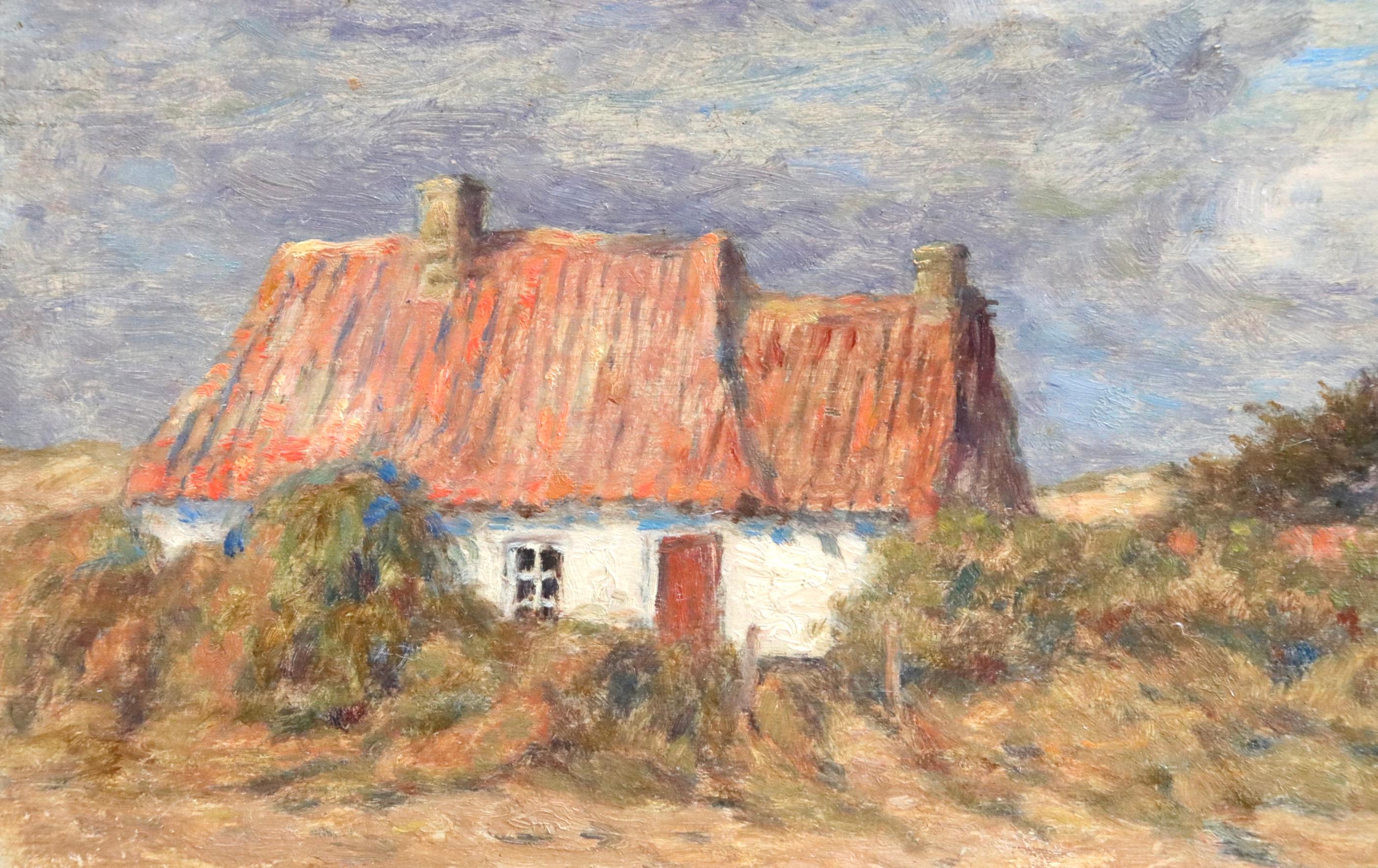 Chalet dans Paysage - Impressionist Oil, Cottage in Landscape by Marie Duhem 1