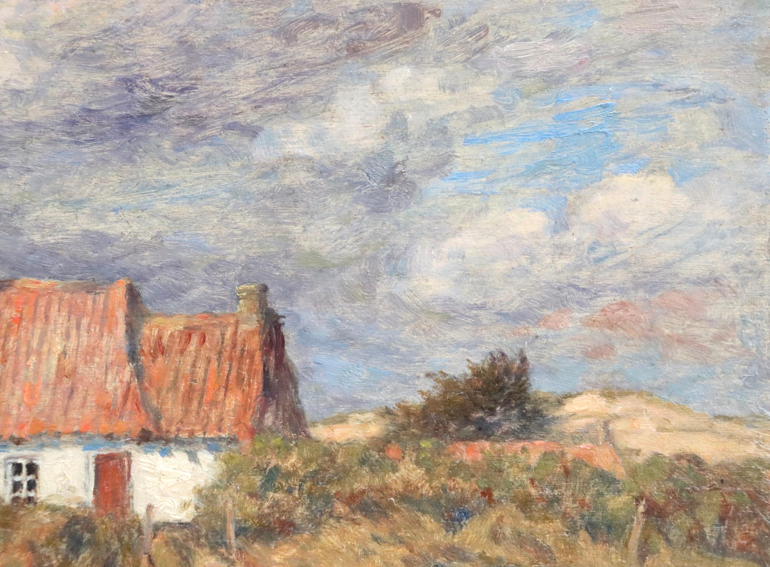 Chalet dans Paysage - Impressionist Oil, Cottage in Landscape by Marie Duhem 3