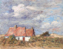 Chalet dans Paysage - Impressionist Oil, Cottage in Landscape by Marie Duhem