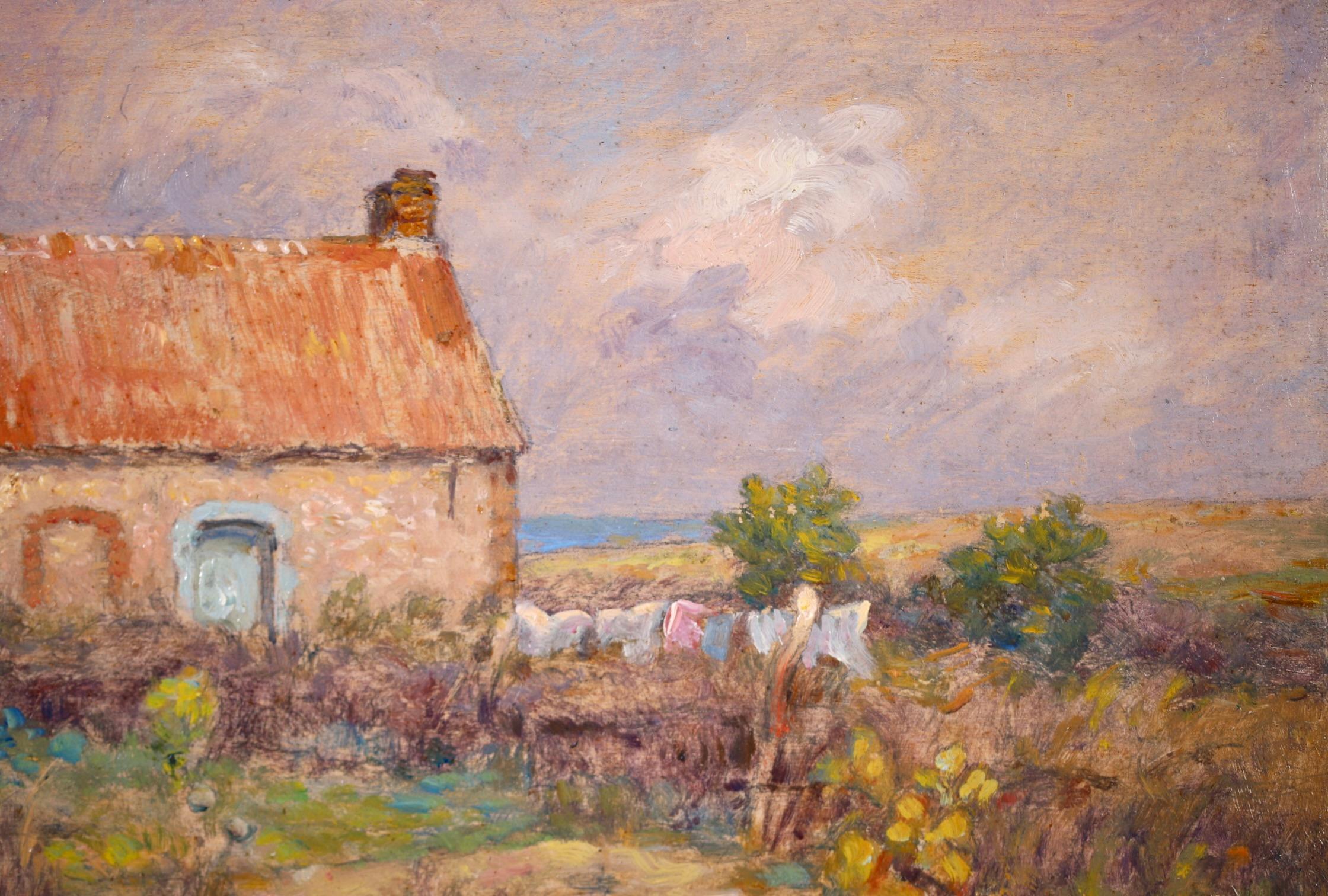 Drying Washing - French Impressionist Oil, Cottage in Landscape by Marie Duhem 4