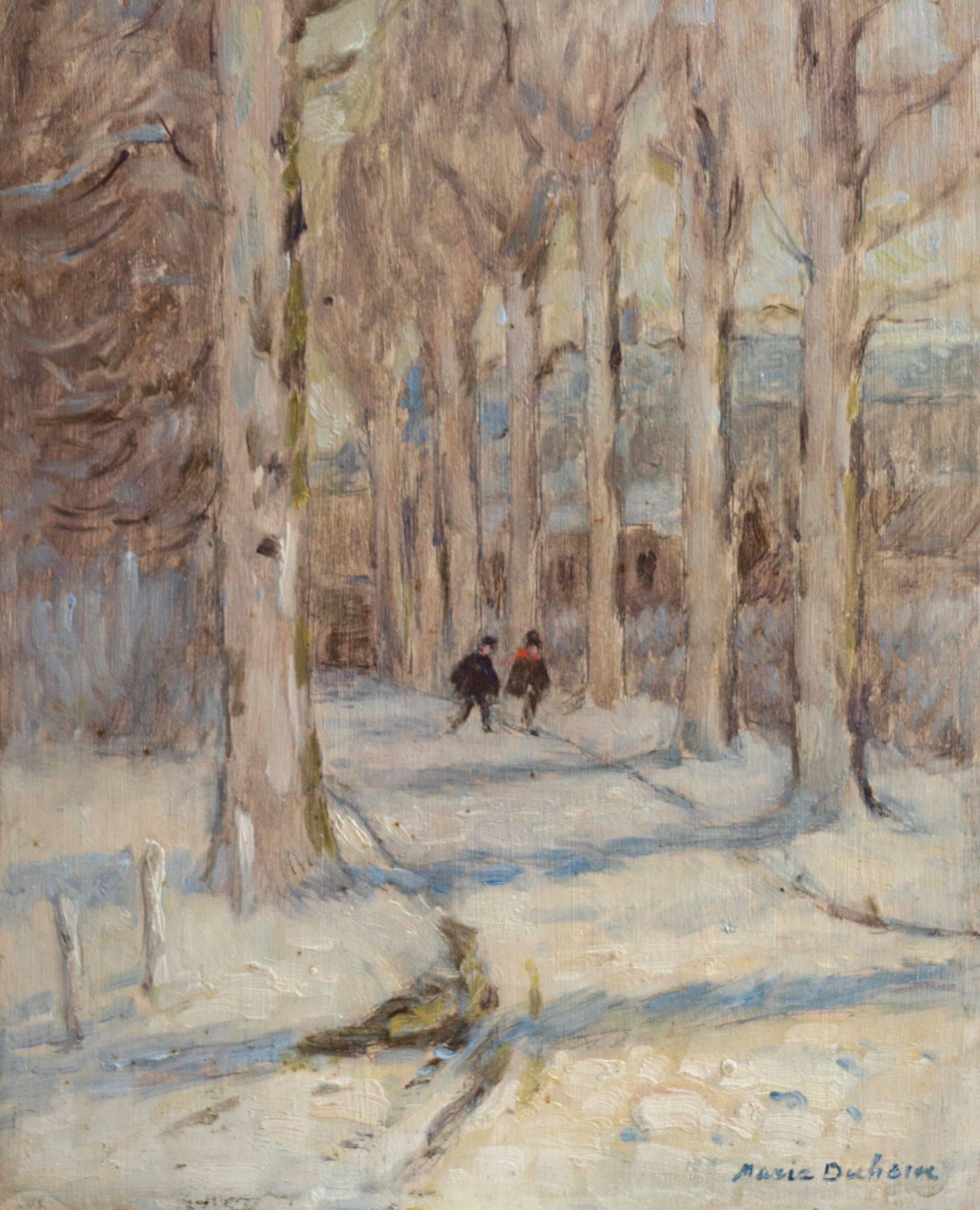 Marie Duhem Landscape Painting - Figures on a Road in Winter