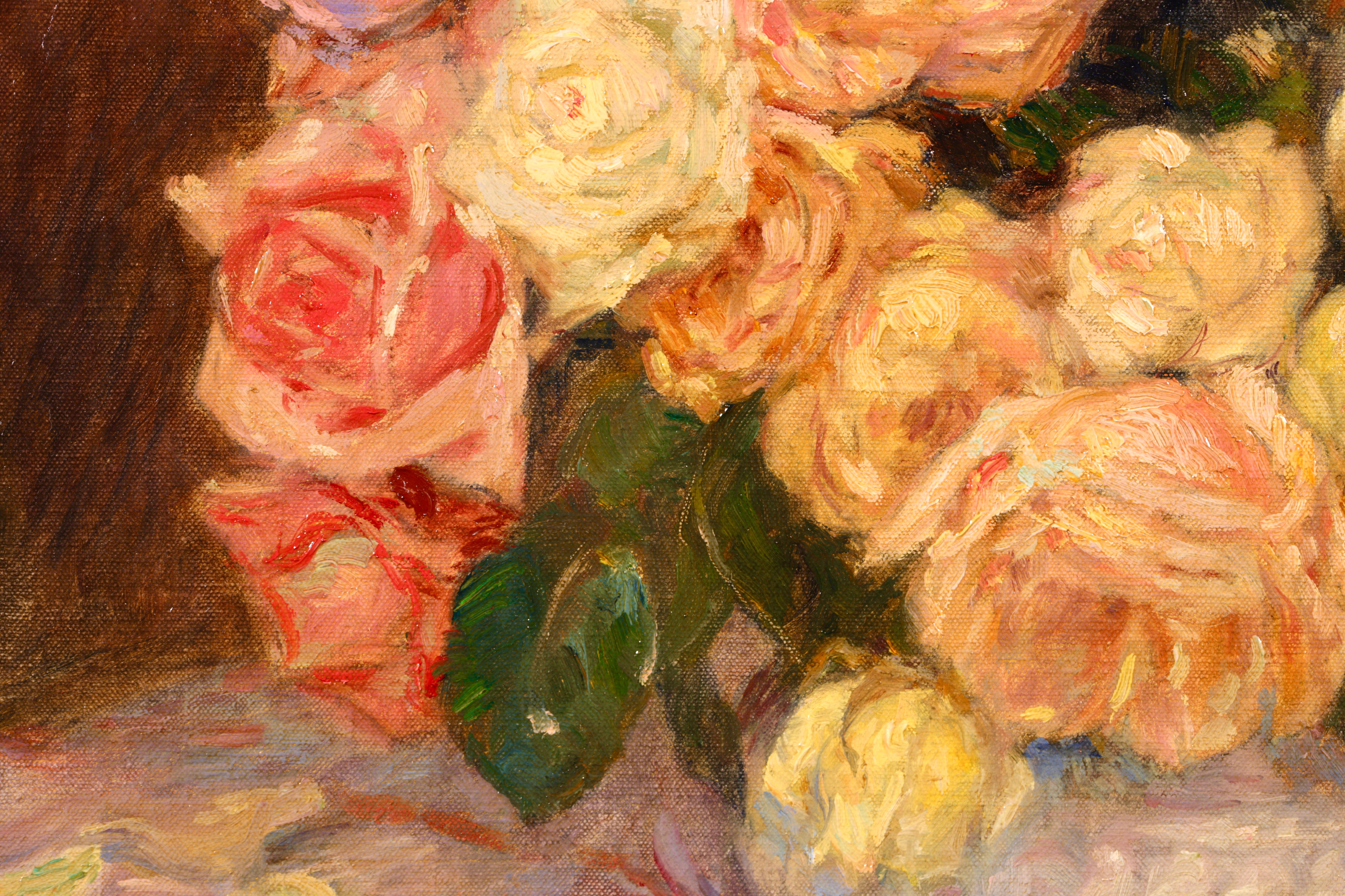 Fleurs a l'eventail - Impressionistisches Stillleben Ölgemälde mit Blumen von Marie Duhem im Angebot 9