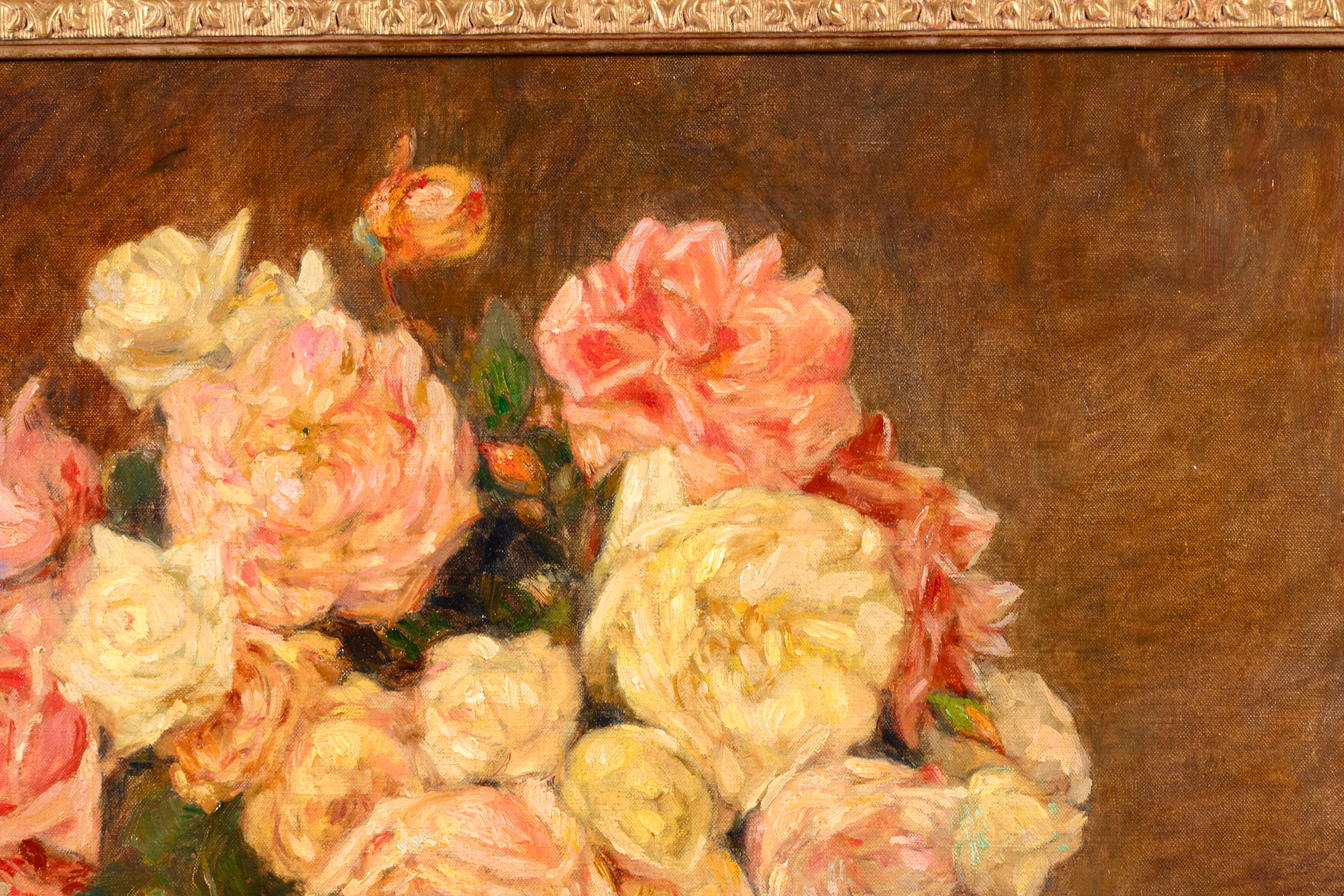 Fleurs a l'eventail - Impressionistisches Stillleben Ölgemälde mit Blumen von Marie Duhem im Angebot 2