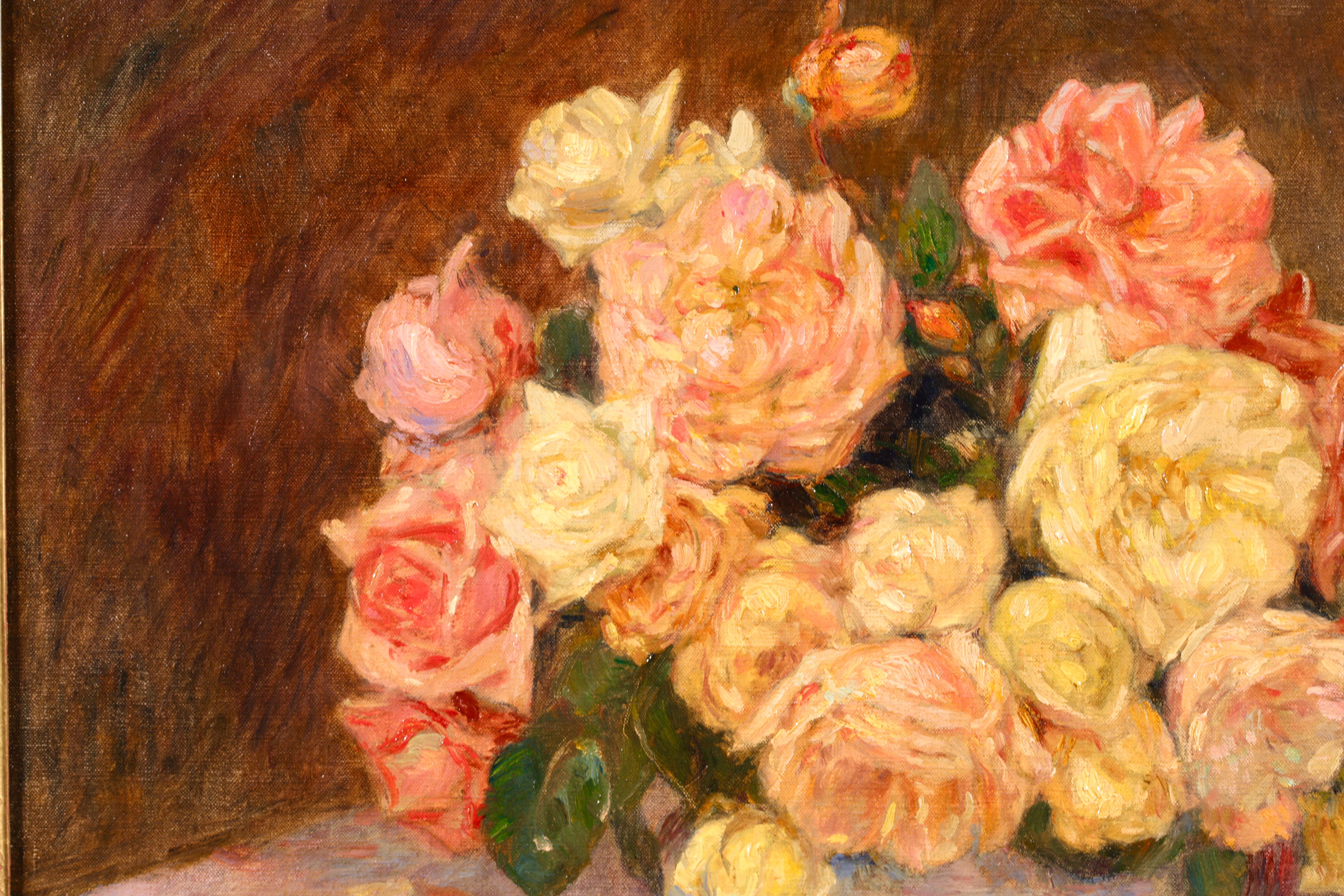 Fleurs a l'eventail - Impressionistisches Stillleben Ölgemälde mit Blumen von Marie Duhem im Angebot 3