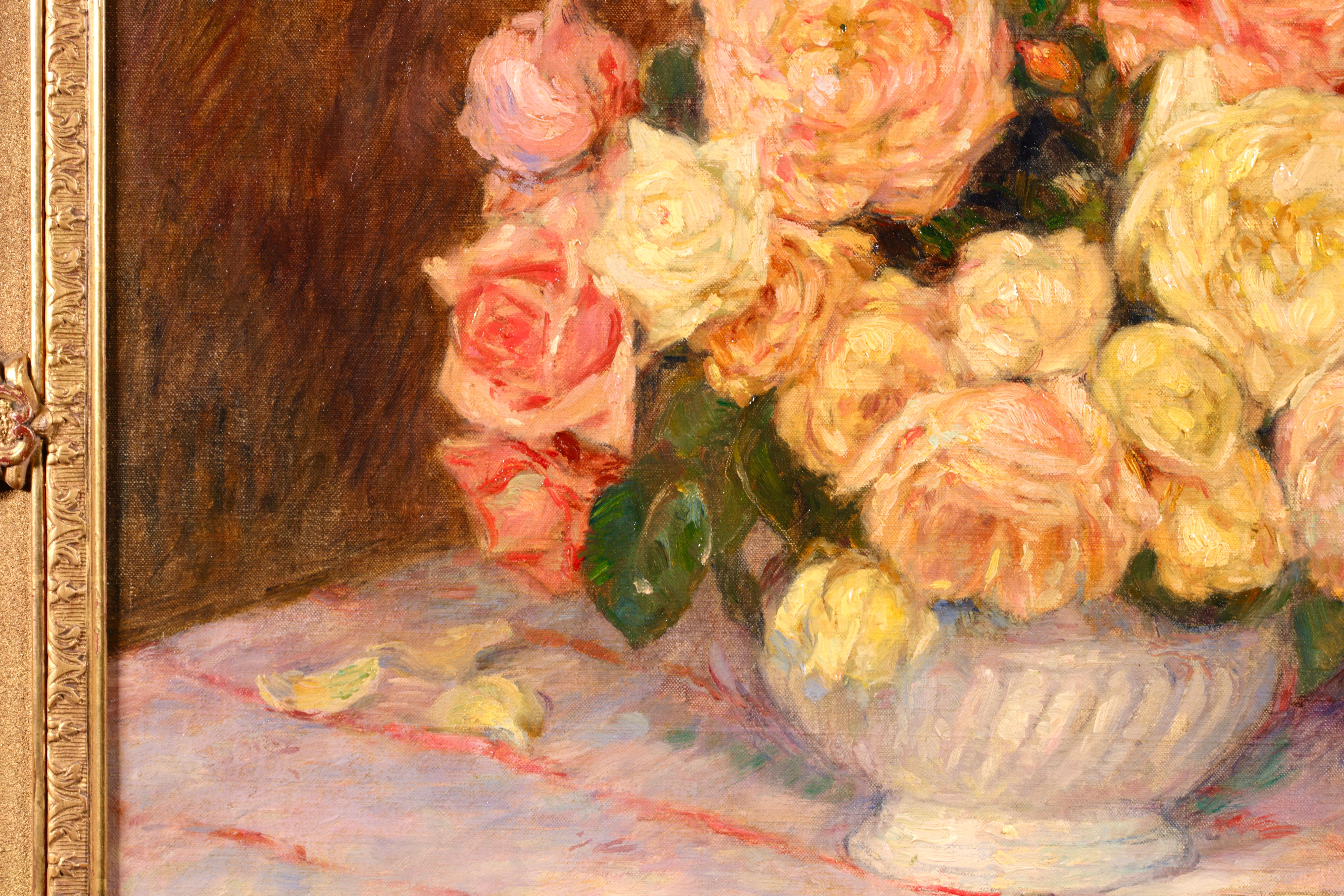 Fleurs a l'eventail - Nature morte impressionniste à l'huile de fleurs par Marie Duhem en vente 4