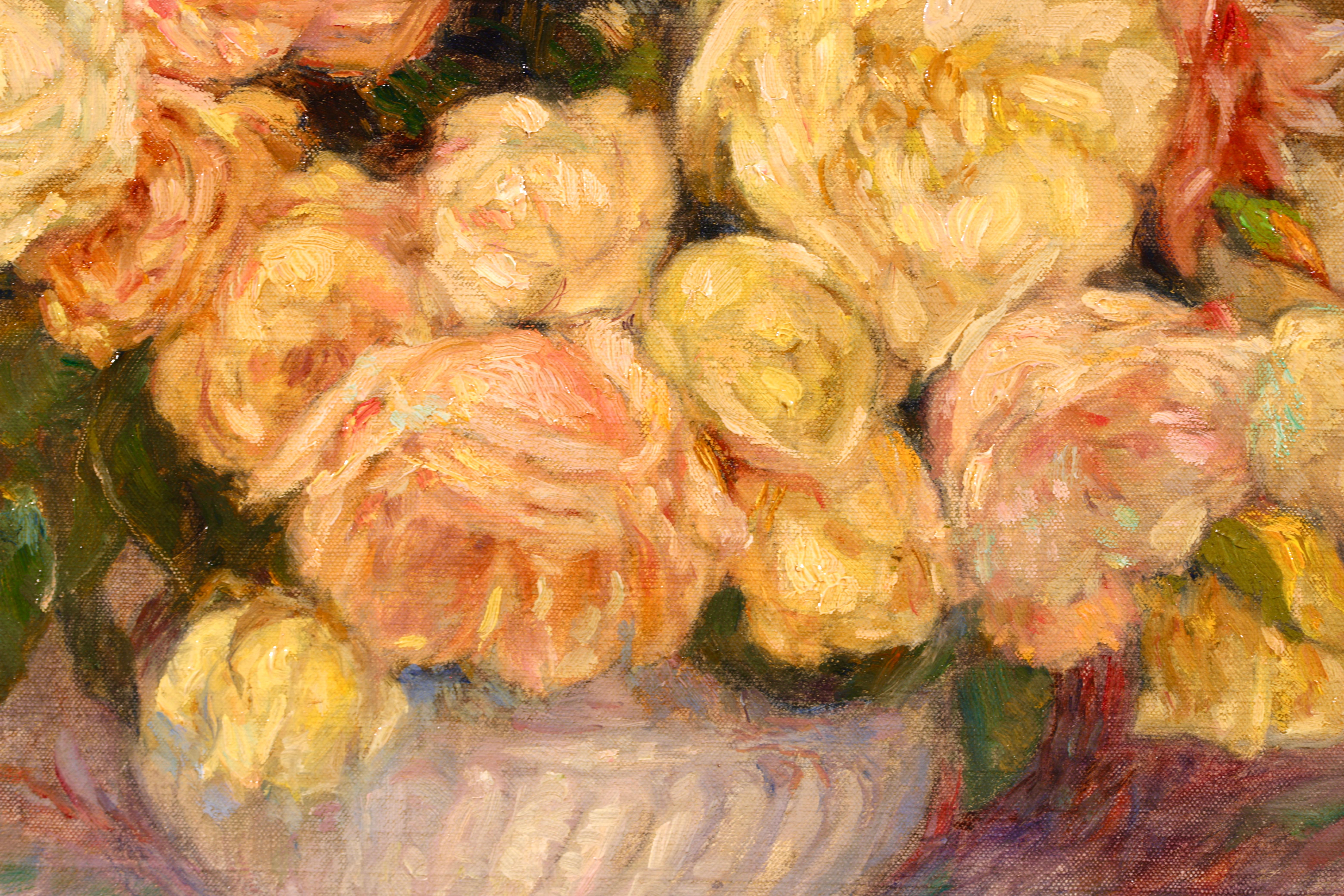 Fleurs a l'eventail - Nature morte impressionniste à l'huile de fleurs par Marie Duhem en vente 8