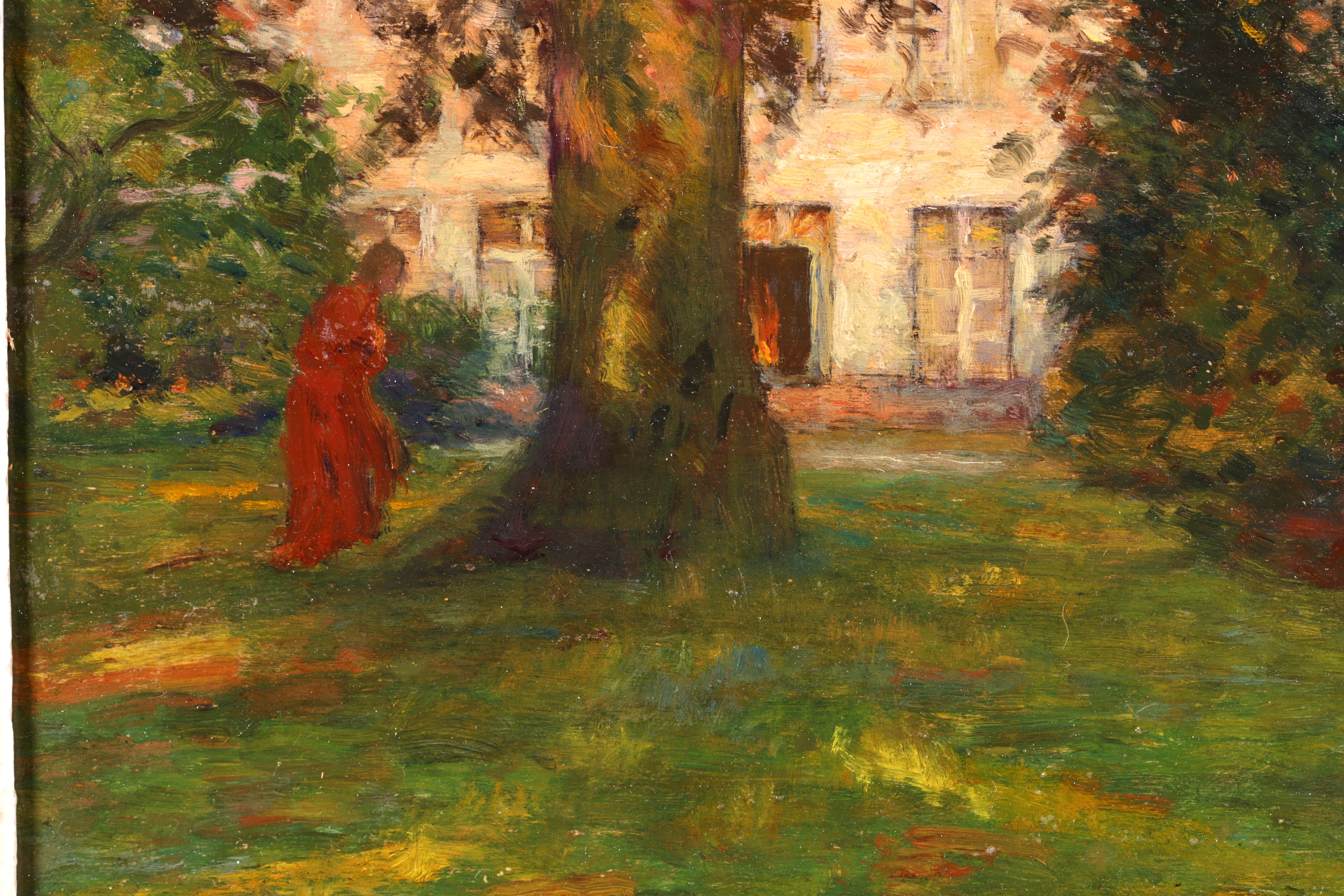 In the Artist's Garden - Impressionist Oil, Figure in Landscape by Marie Duhem 5