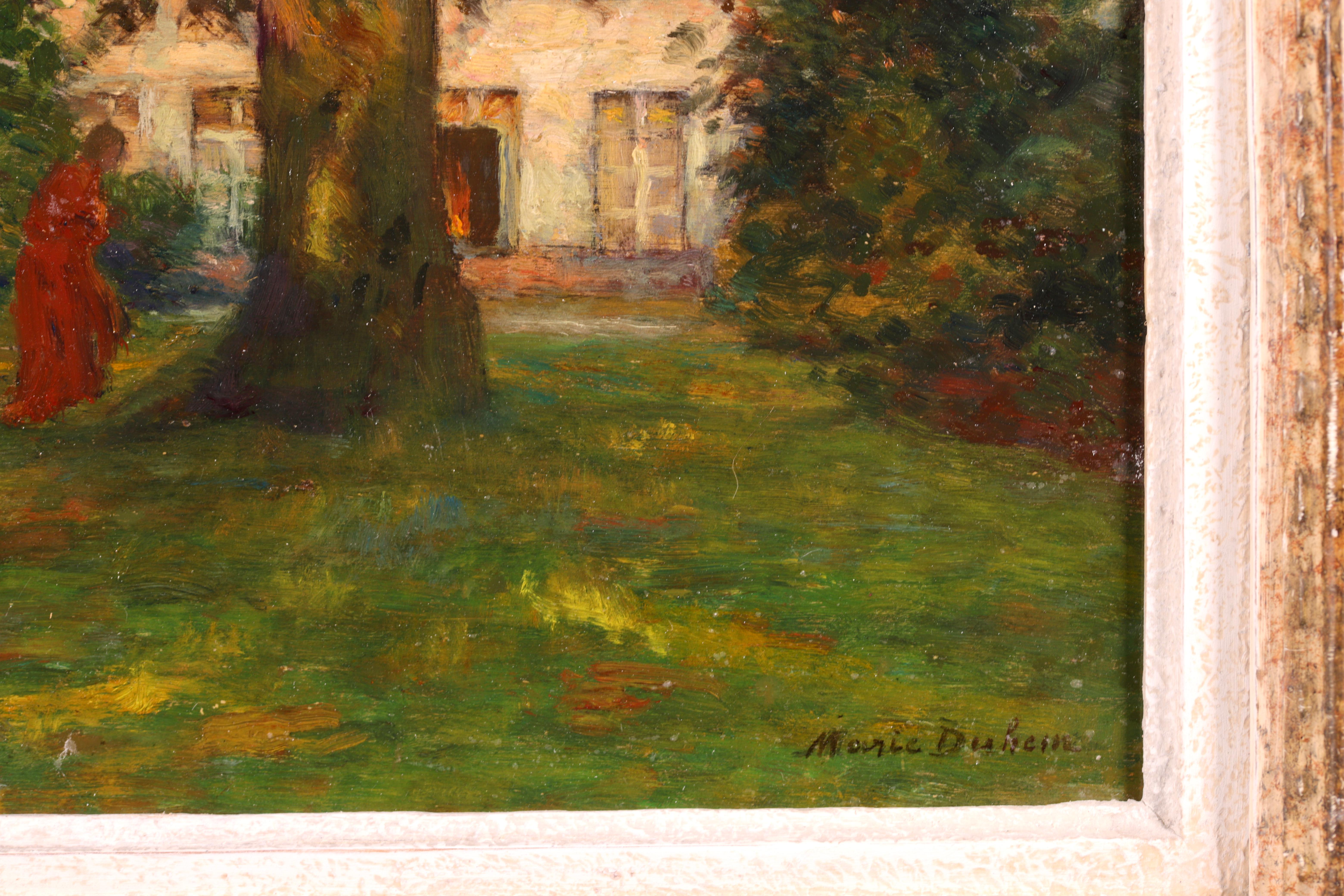 In the Artist's Garden - Impressionist Oil, Figure in Landscape by Marie Duhem 6
