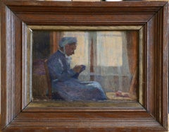 "La Couturiere" Duhem C.19th French Impressionist Woman Figure in Interior